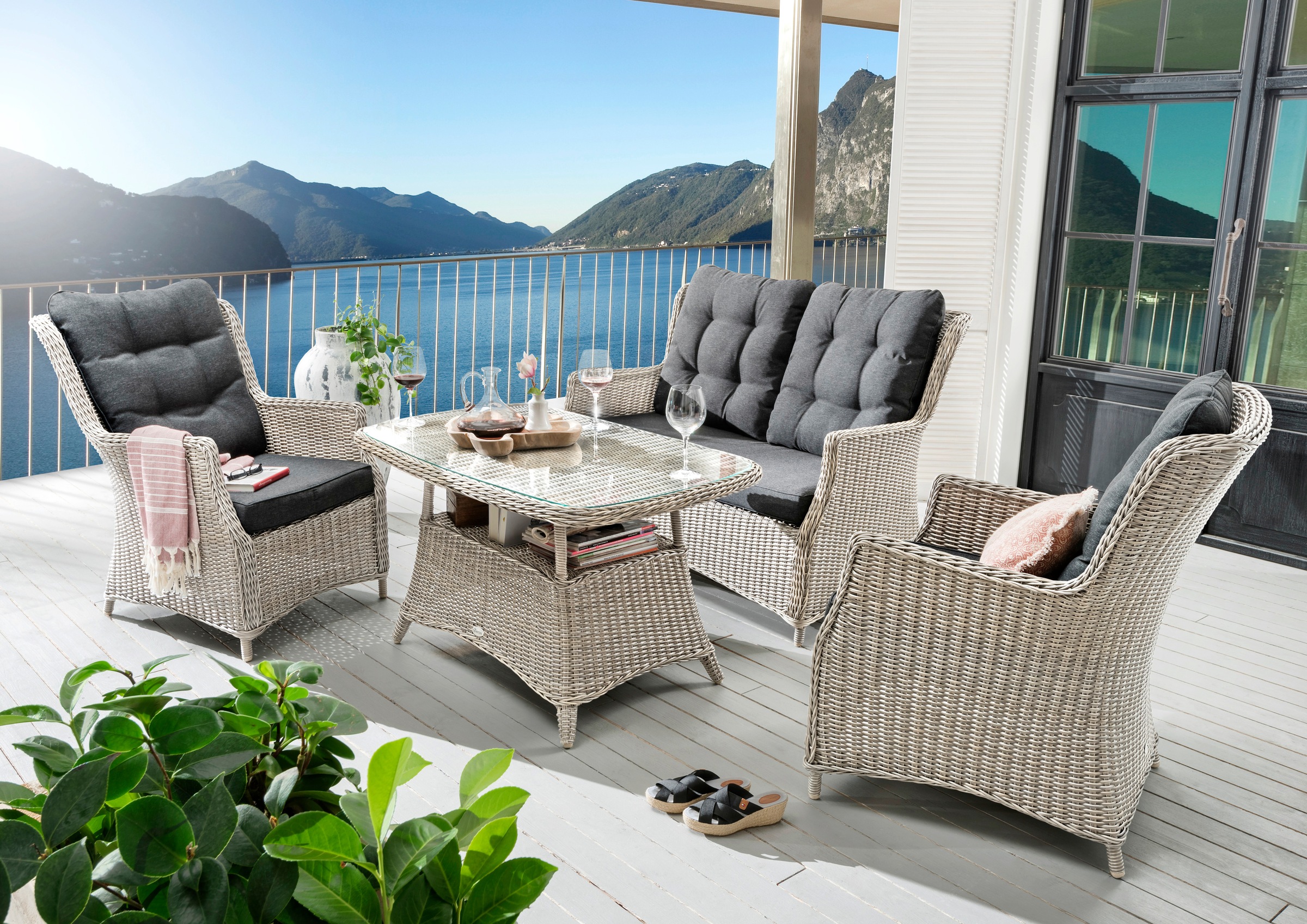 Destiny Garten-Essgruppe »CASA« 1x 2er Sofa, 2x Sessel, 1x Tisch, inkl. Auf günstig online kaufen