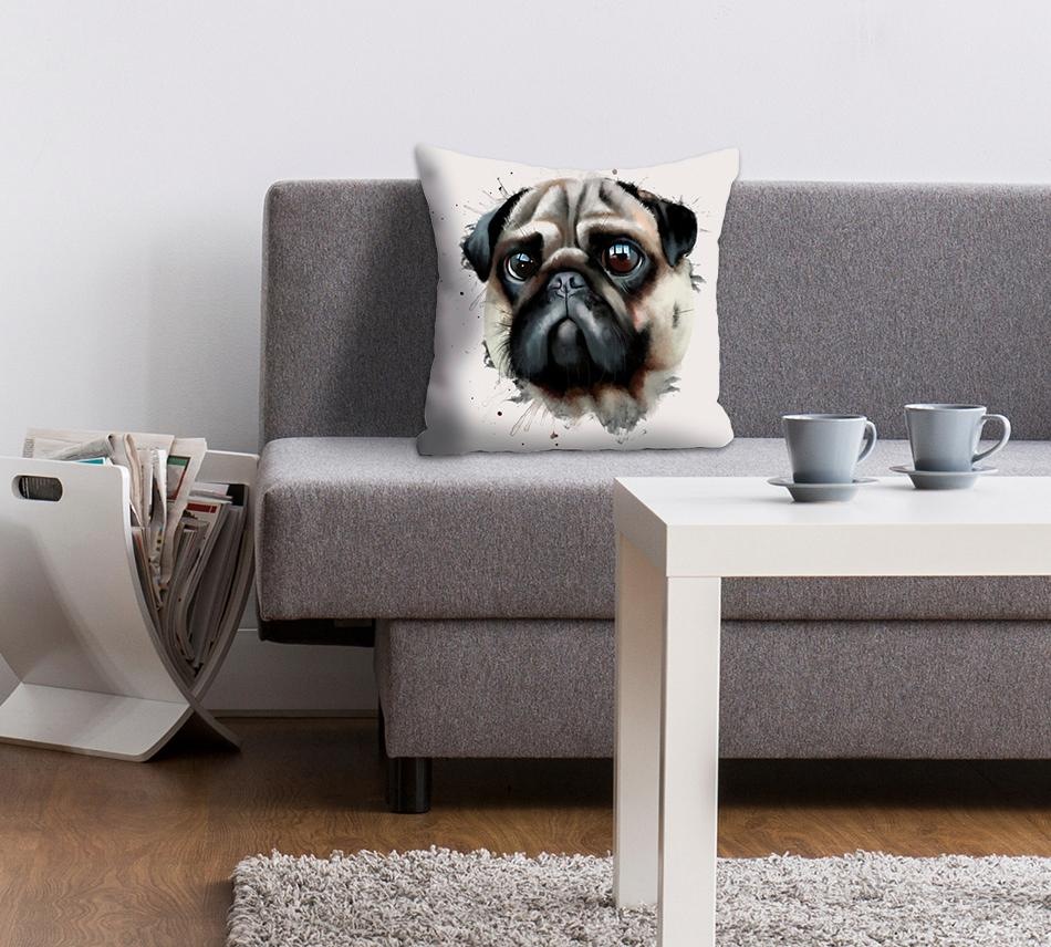 queence Dekokissen »Mops«, Kissenhülle ohne Füllung, 1 Stück