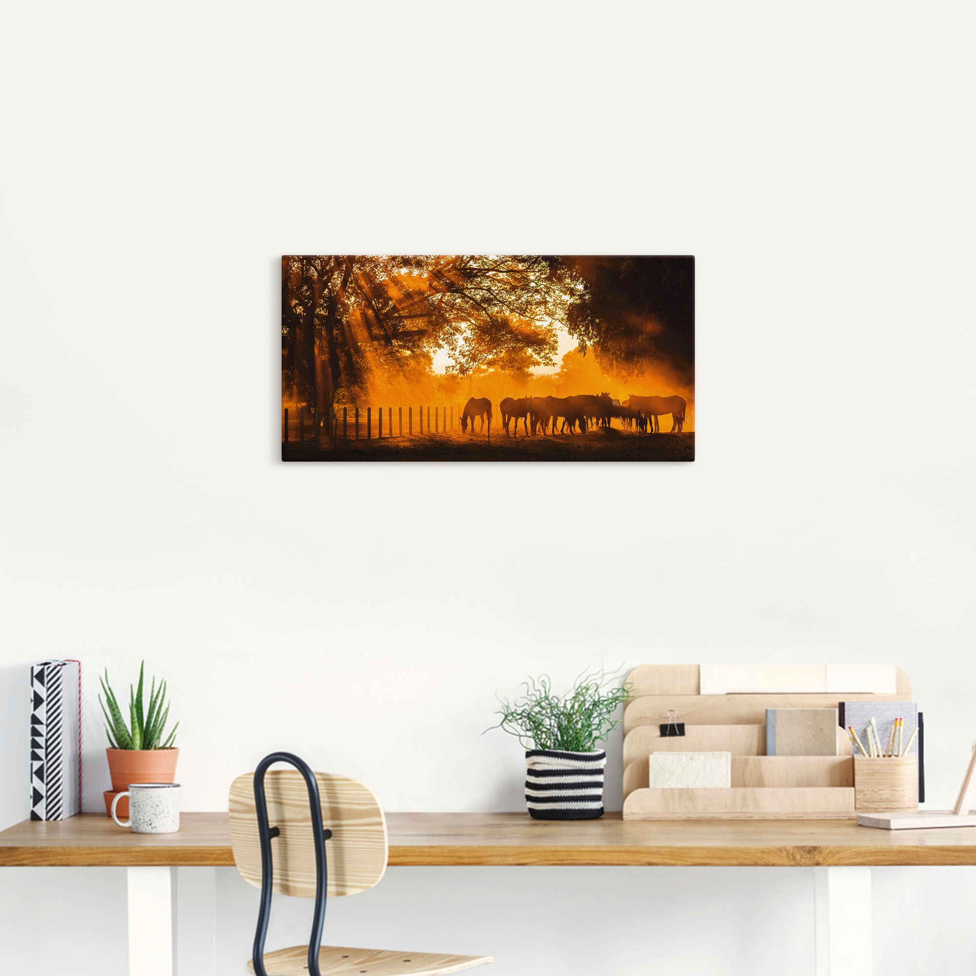 Artland Wandbild »Goldenes Licht auf der Pferdewiese«, Haustiere, (1 St.), günstig online kaufen