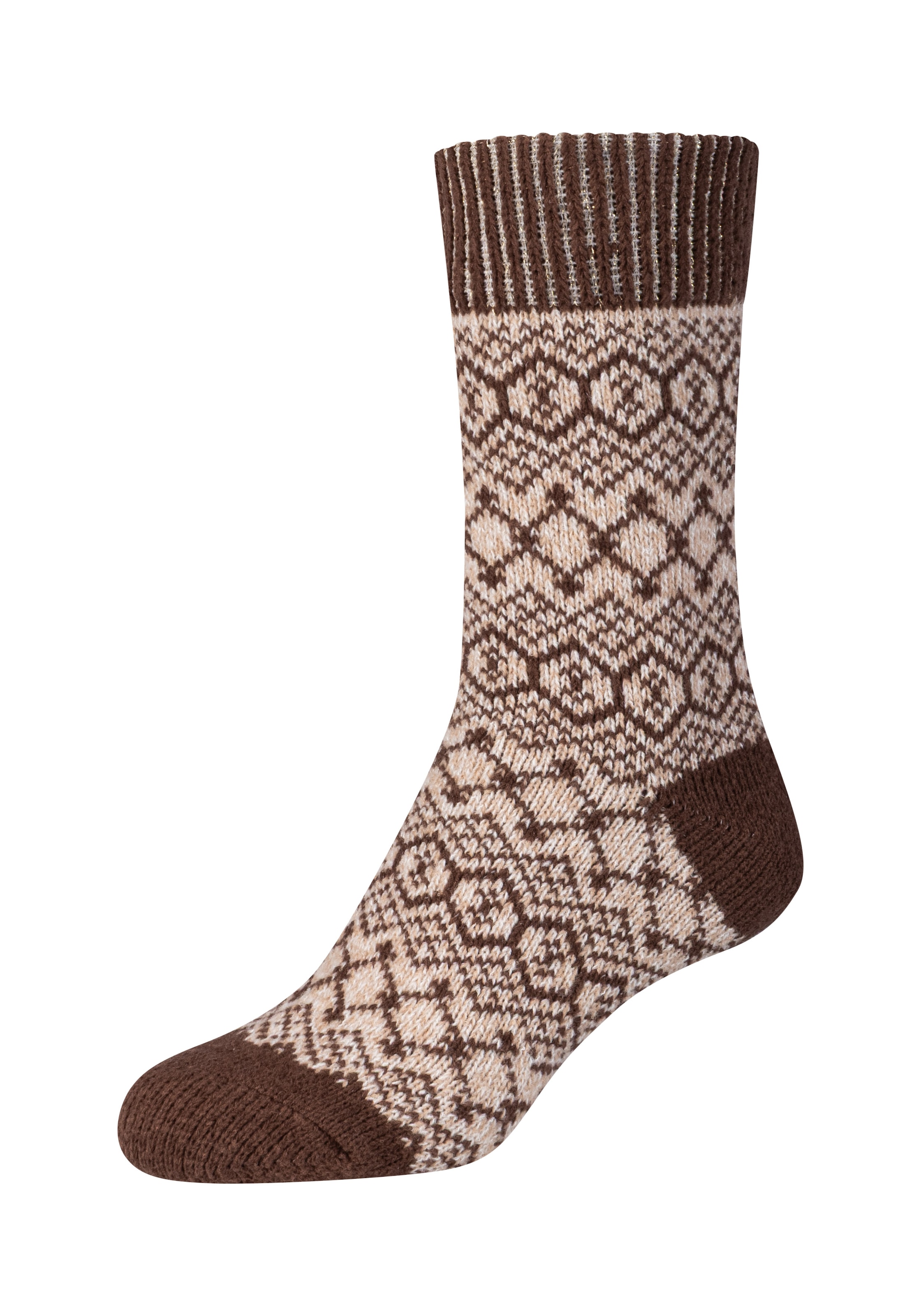 Camano Socken kuschelige Damen-Socken, mit Jacquardmuster, 4 Paar im Set