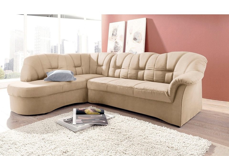 DOMO collection Ecksofa »Papenburg, zeitlose Rückensteppung, elegante Armle günstig online kaufen