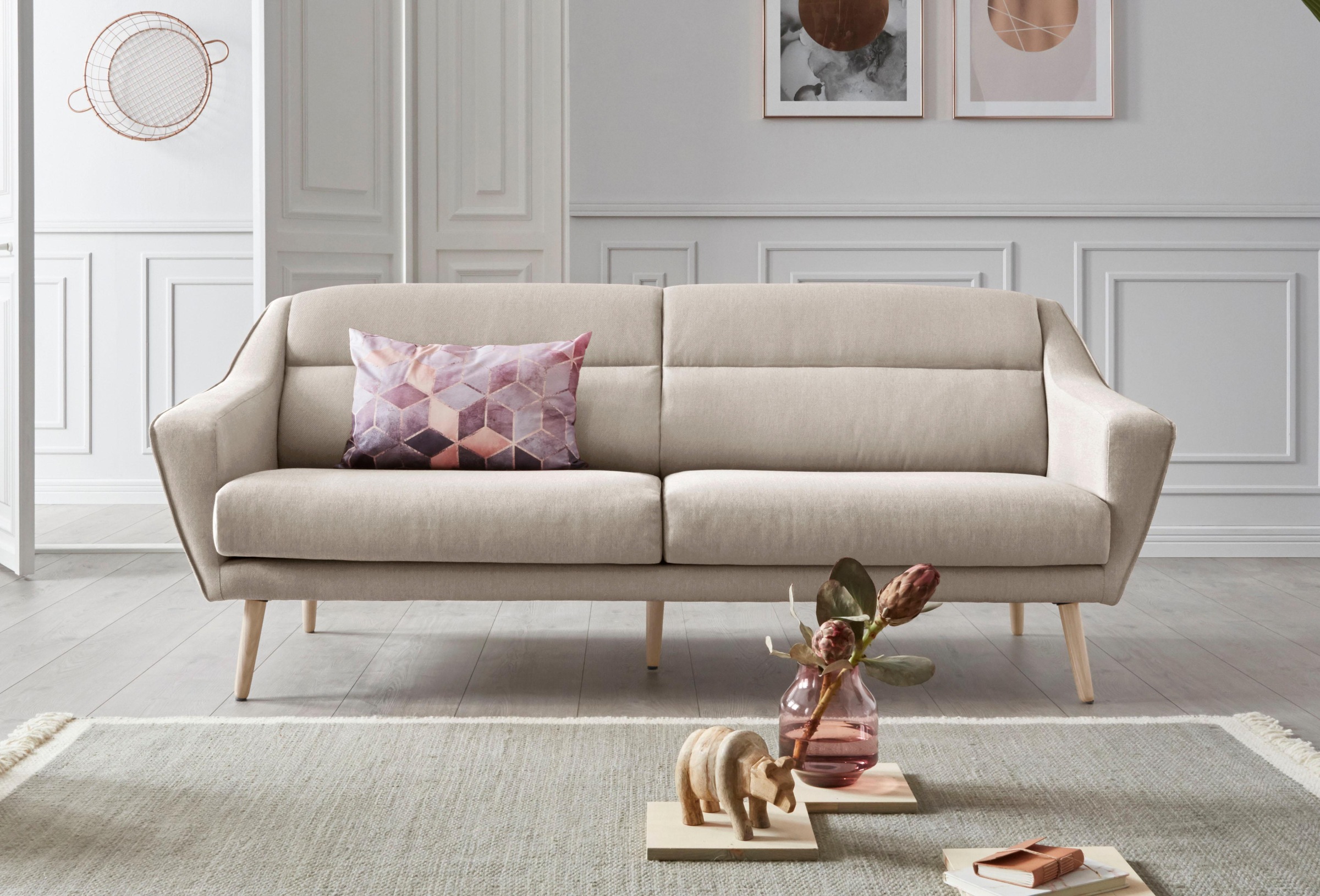 OTTO home 3-Sitzer »Bille« mit Naht im Rückenkissen und Eiche-Beinen, Design by Morten Georgsen