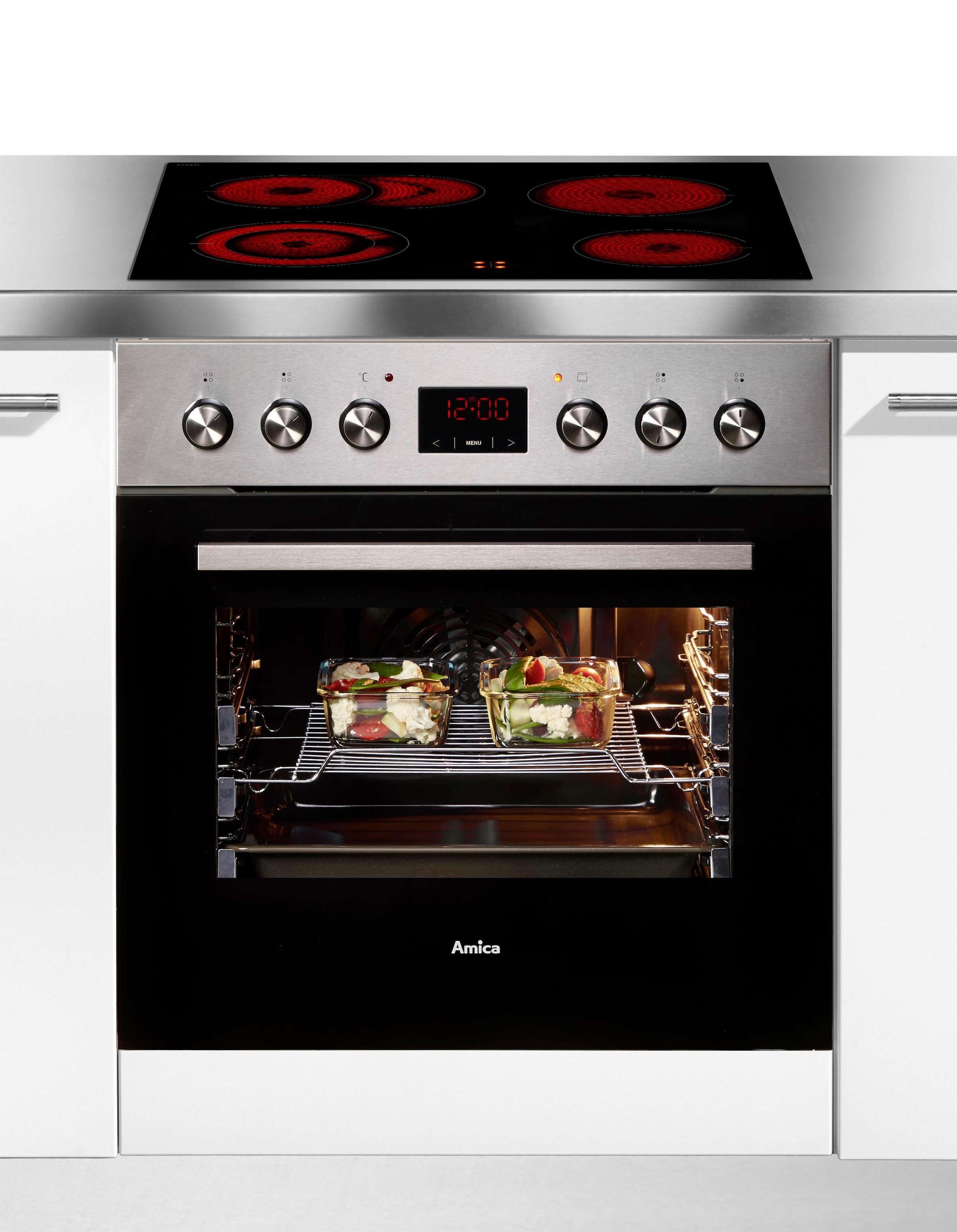 Amica Elektro-Herd-Set »EHC 934 001 E«, mit 3-fach-Teleskopauszug, Simple Steam Reinigungsfunktion, SteamClean