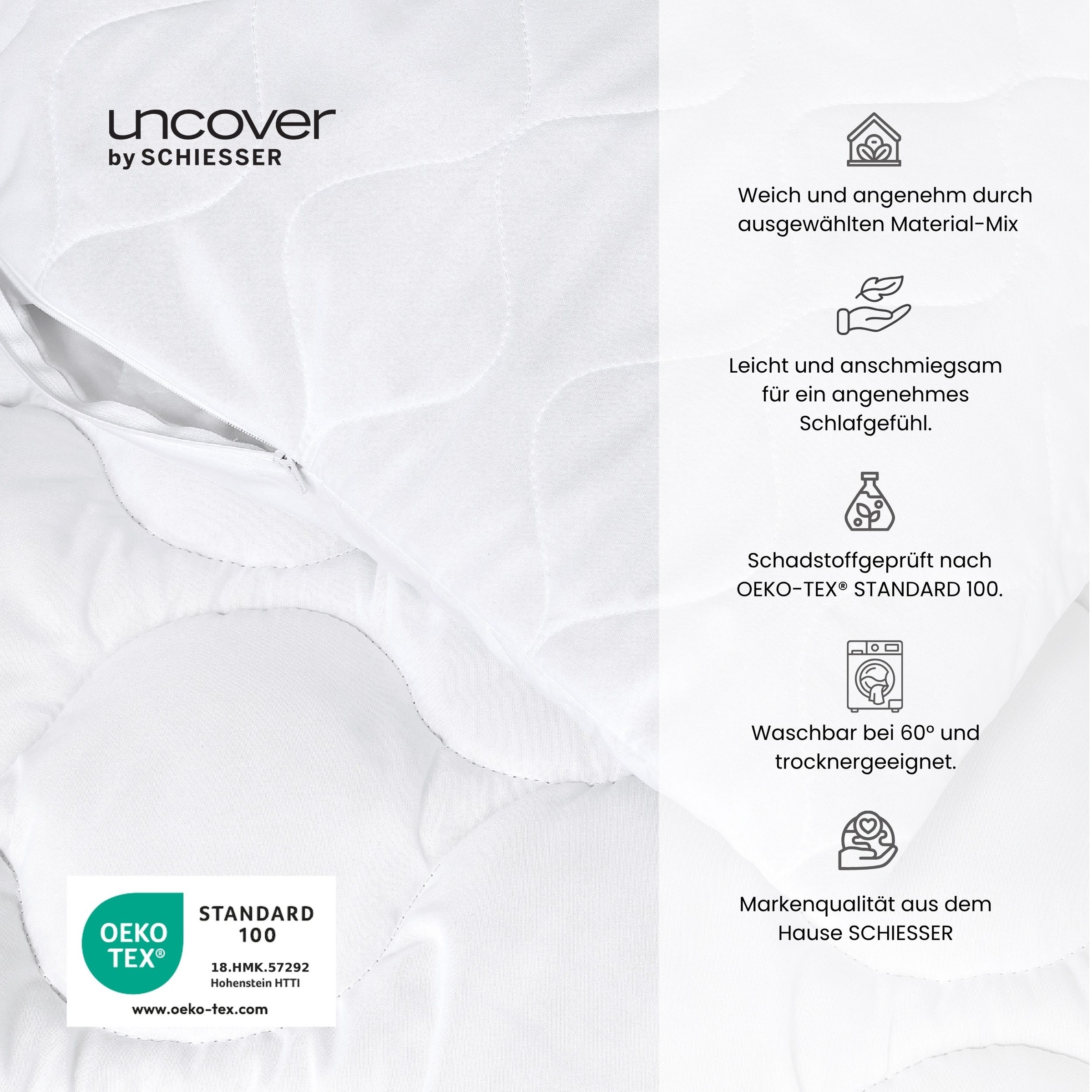 uncover by SCHIESSER Microfaserbettdecke »Chelsea aus pflegeleichter Mikrofaser individuell anpassbare Füllung« normal 1 Stk. tlg. Faserfüllung aus recyceltem Polyester
