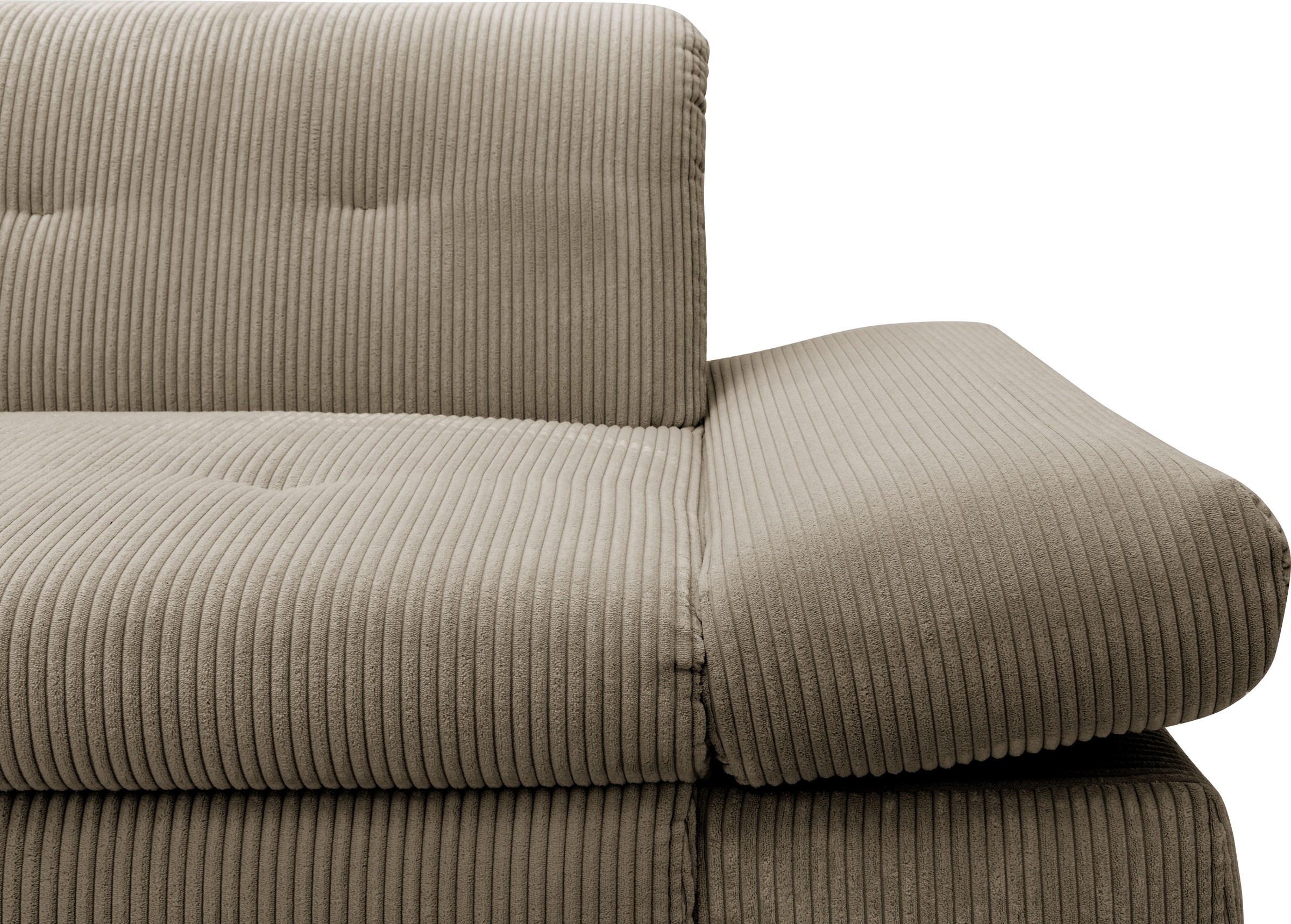 DOMO collection Ecksofa »Moric, L-Form, XXL-Sofa - Breite 300cm«, wahlweise mit Bettfunktion und Armteilverstellung, Cord