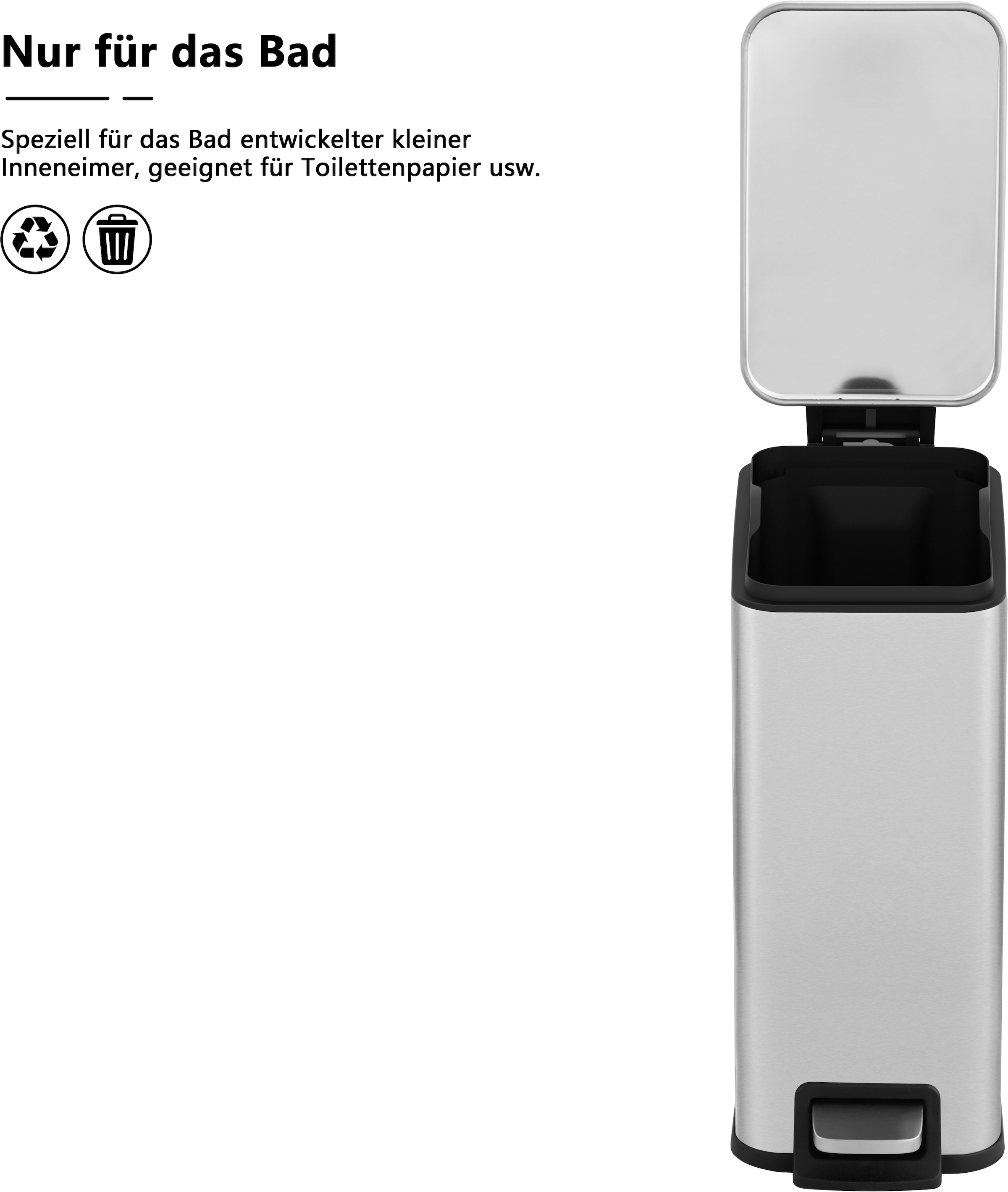 OTTO home Mülleimer »Joonah, Soft Close, schmal und kompakt« 1 Behälter Nischen-Mülleimer, Treteimer, Kosmetikeimer mit Deckel