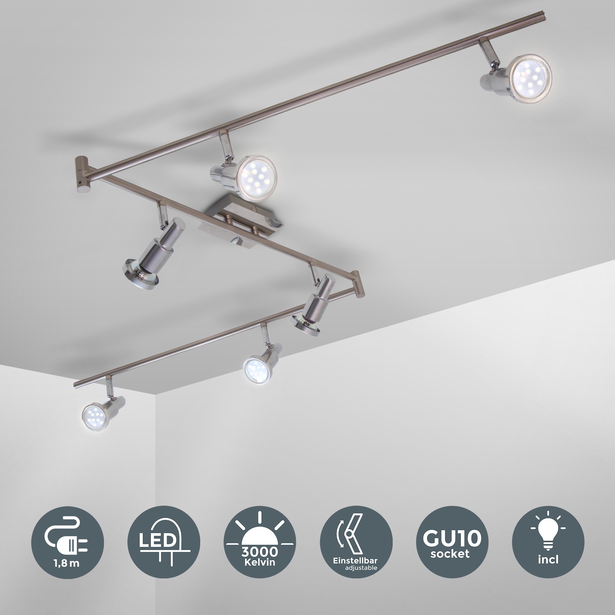 B.K.Licht LED Deckenspots, 6 flammig, Leuchtmittel GU10   LED wechselbar, D günstig online kaufen