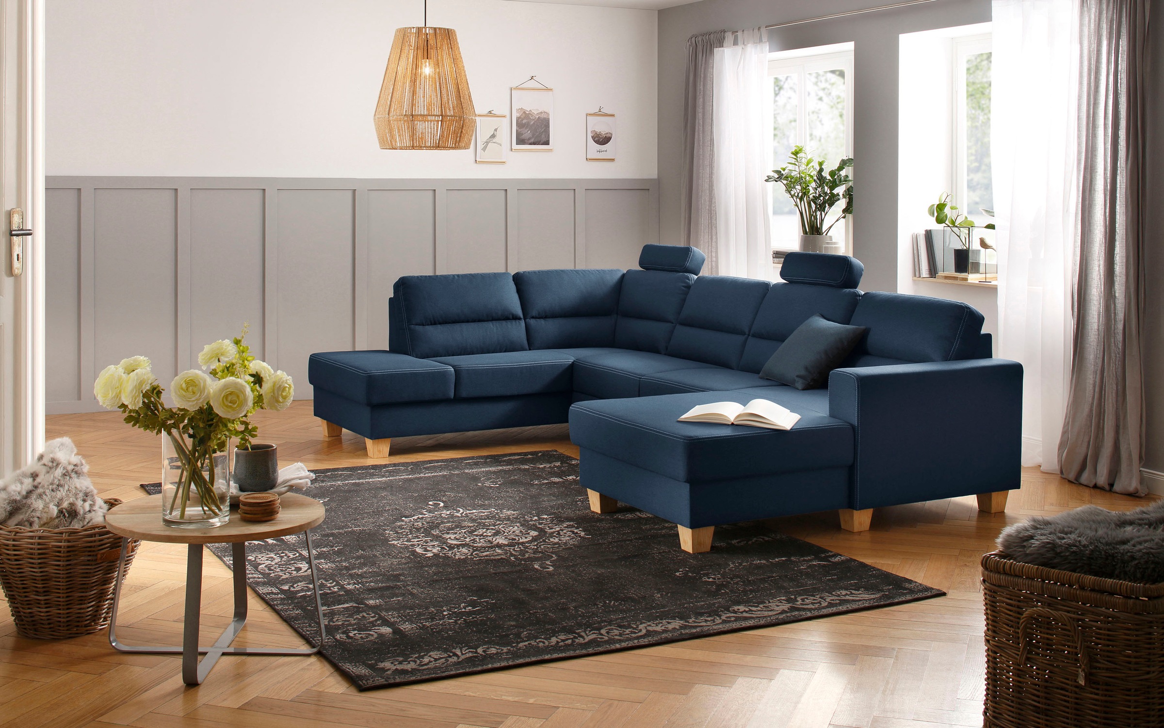 Home affaire Wohnlandschaft "Navan, komfortabel mit viel Platz, U-Form", wa günstig online kaufen