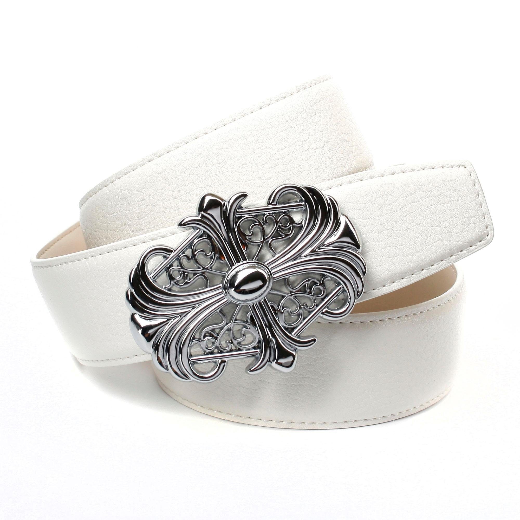 Anthoni Crown Ledergürtel, in weiß mit Unterführung online kaufen | Anzuggürtel