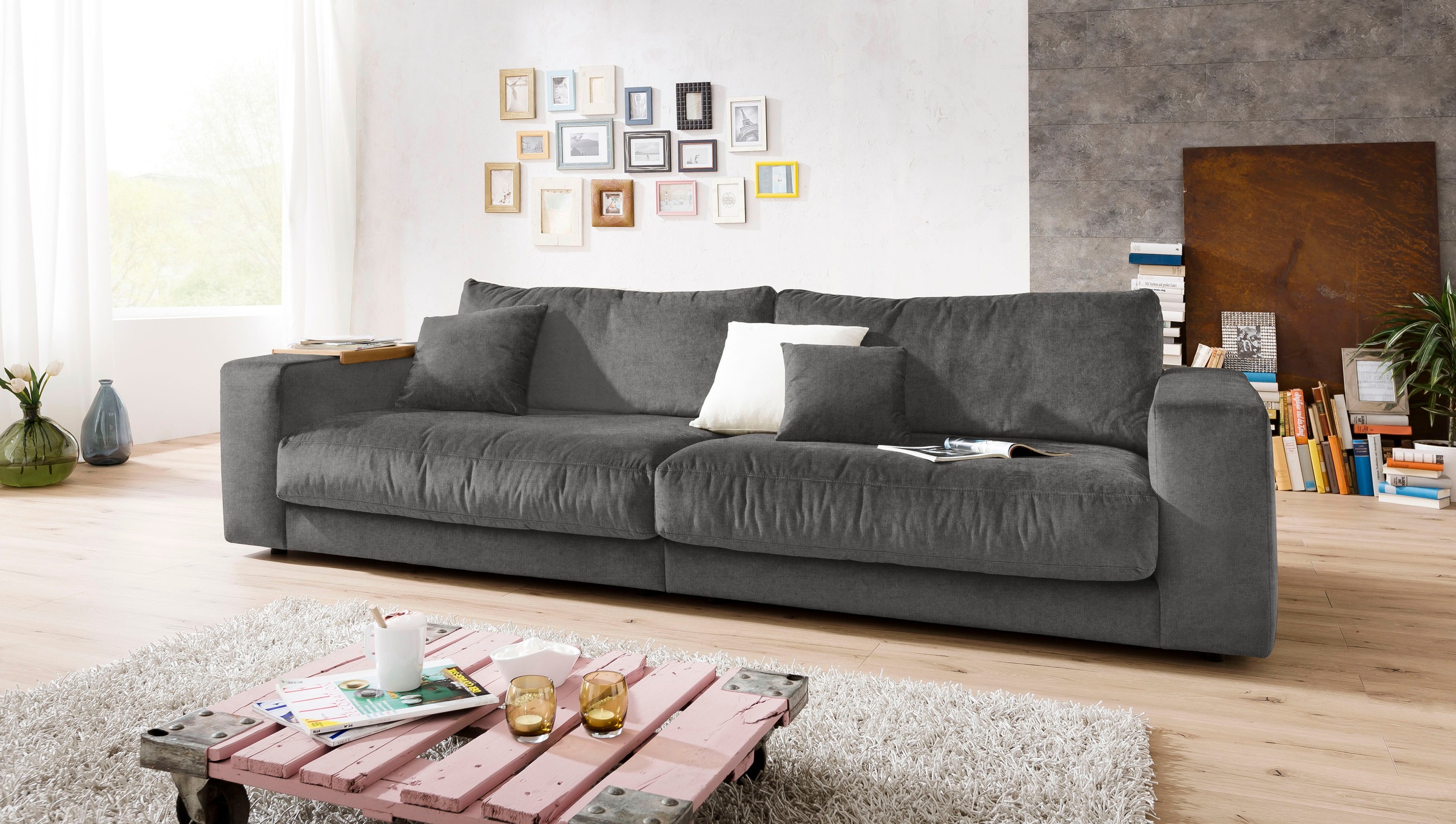3C Candy Big-Sofa »Enisa II«, incl. 1 Flatterkissen, Wahlweise mit Flecken-Schutz-Bezug Easy care