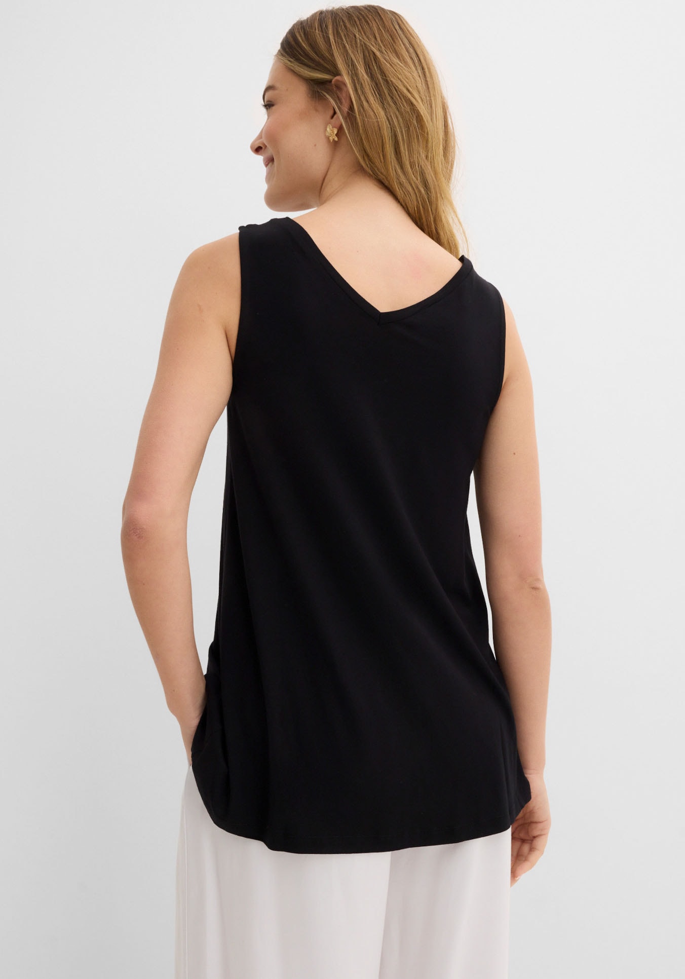 bonprix Longtop A-Linie, V-Ausschnitt, aus Viskose und Elasthan