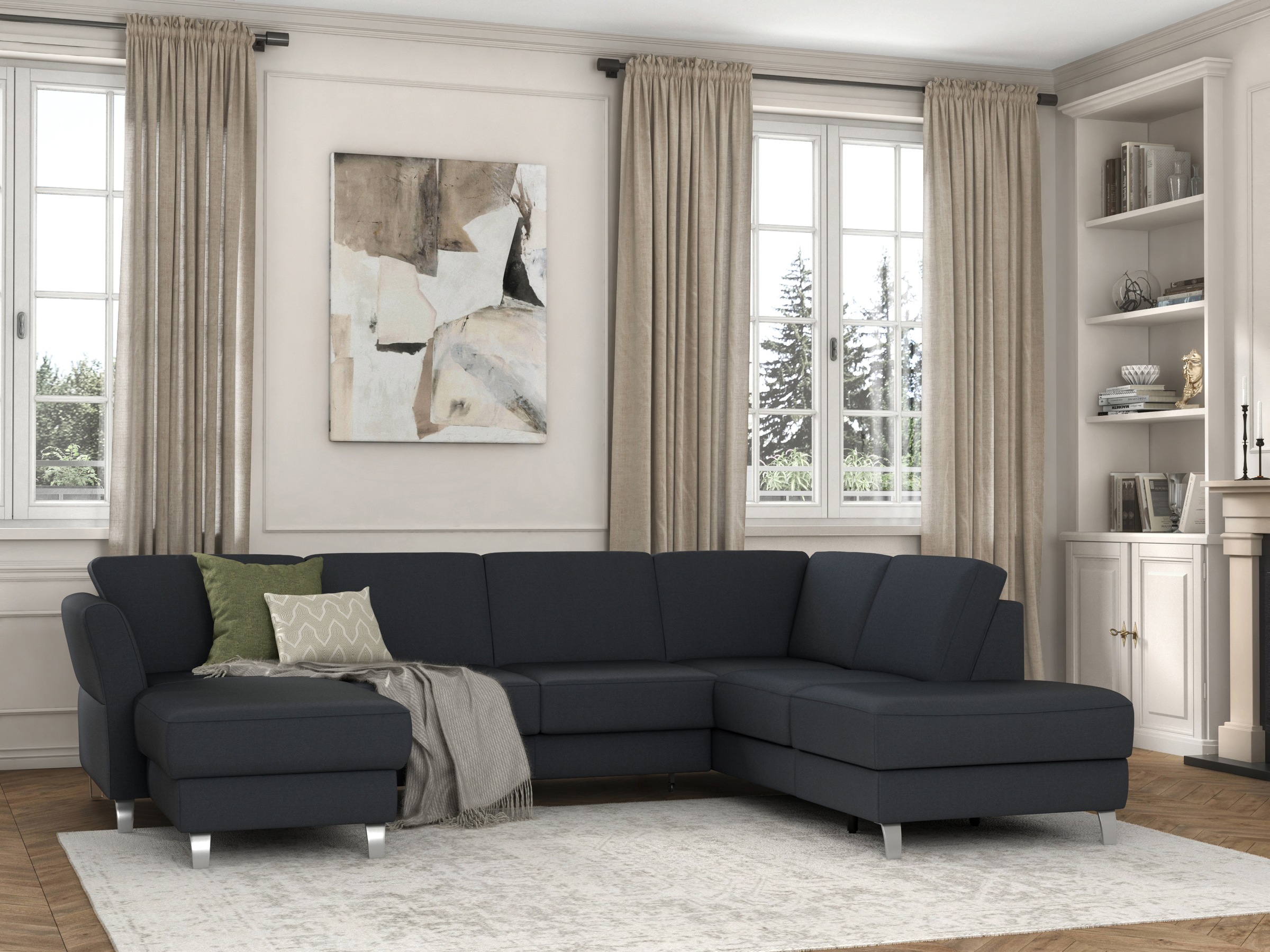 sit&more Wohnlandschaft »Visby U-Form«, Wahlweise mit Bettfunktion und Stauraum, frei im Raum stellbar