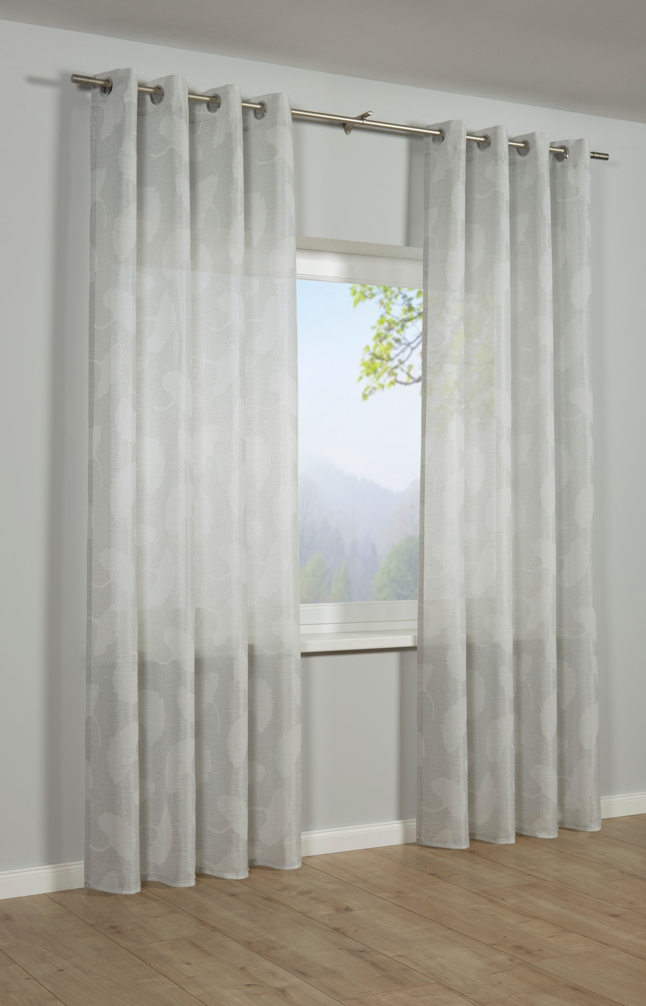 Sehlbach Gardine »Schal in Jacquard-Webart Gingko-Blatt« Ösen 1 Stk. tlg. m günstig online kaufen