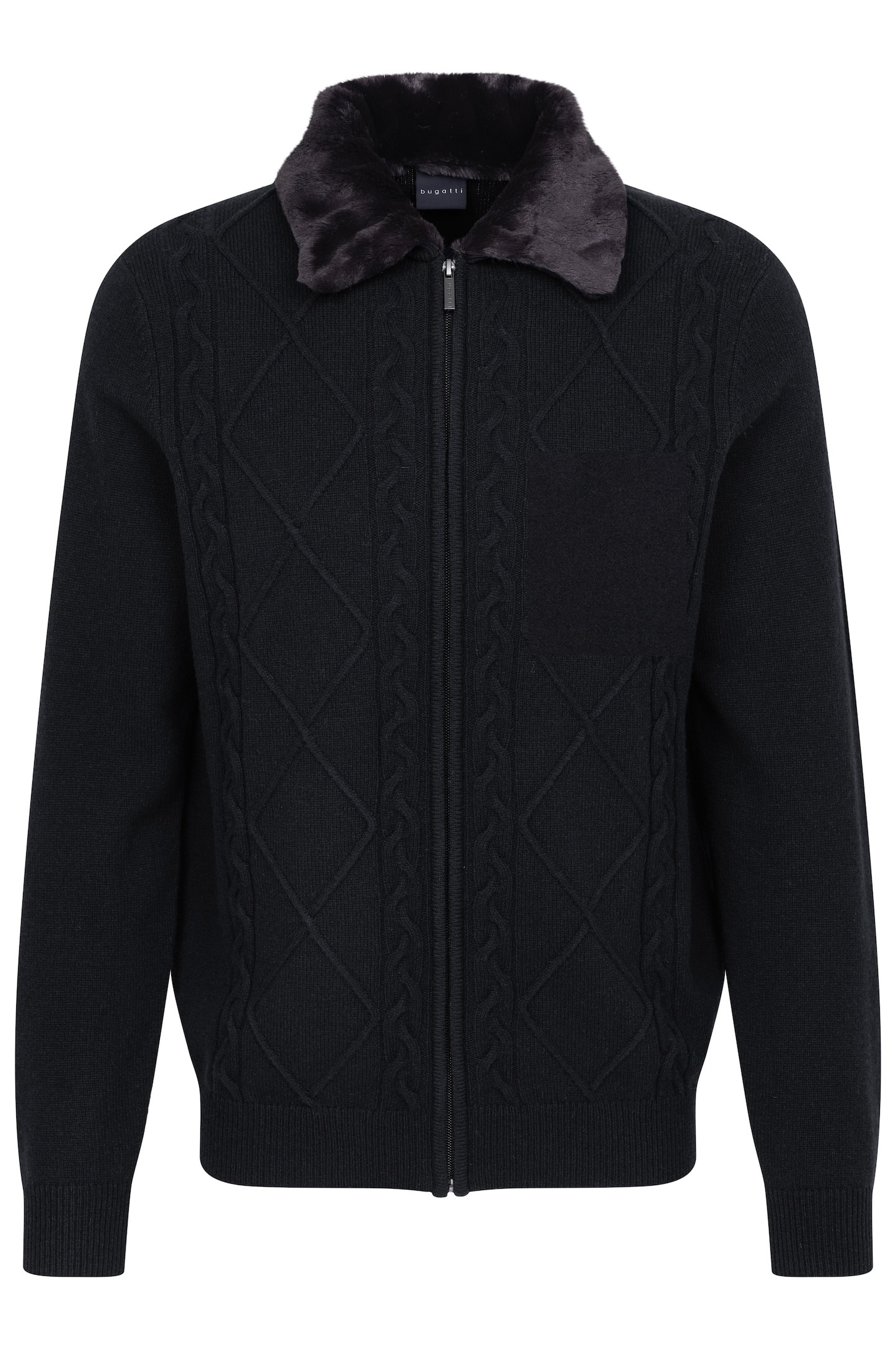 bugatti Strickjacke, mit unechtem Fellkragen