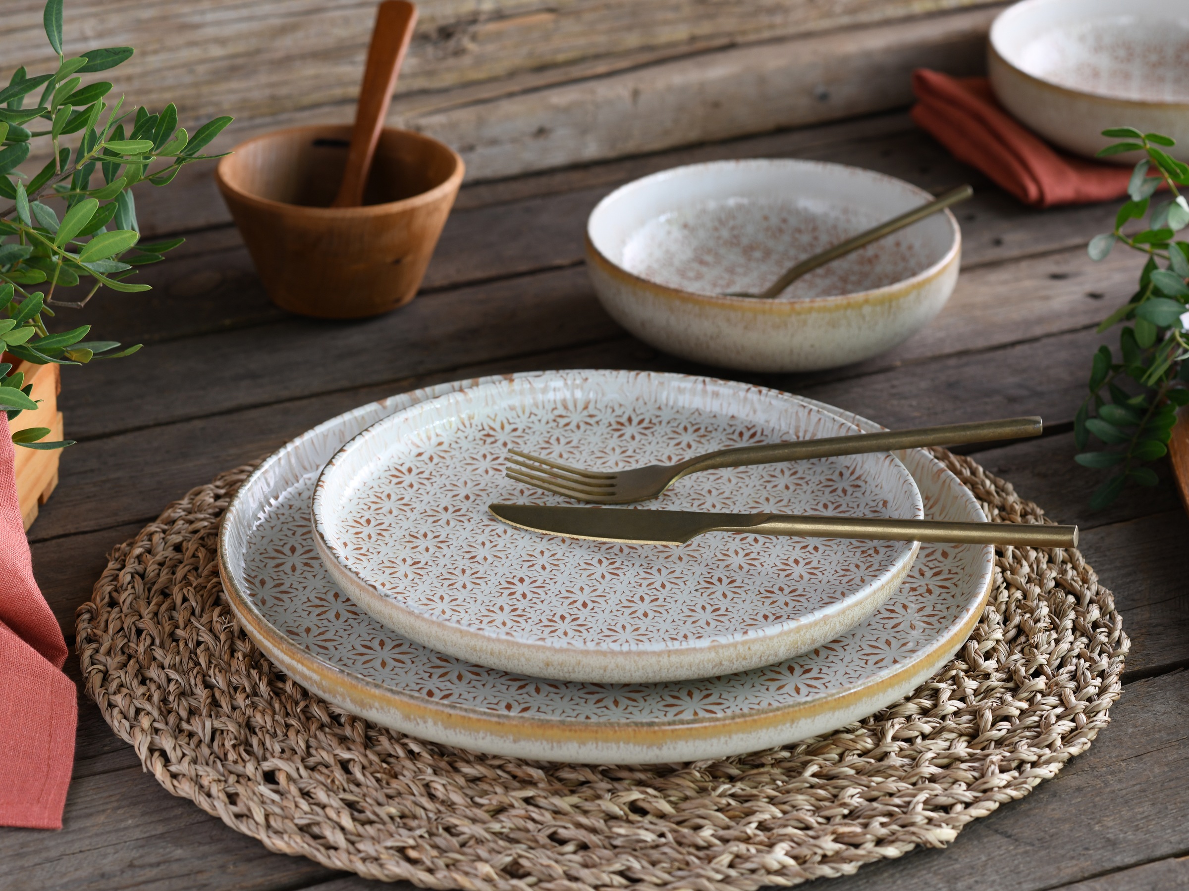 CreaTable Teller-Set »Uno Emiliana, Tellerset 12-tlg« Shabby Look, Vintage günstig online kaufen