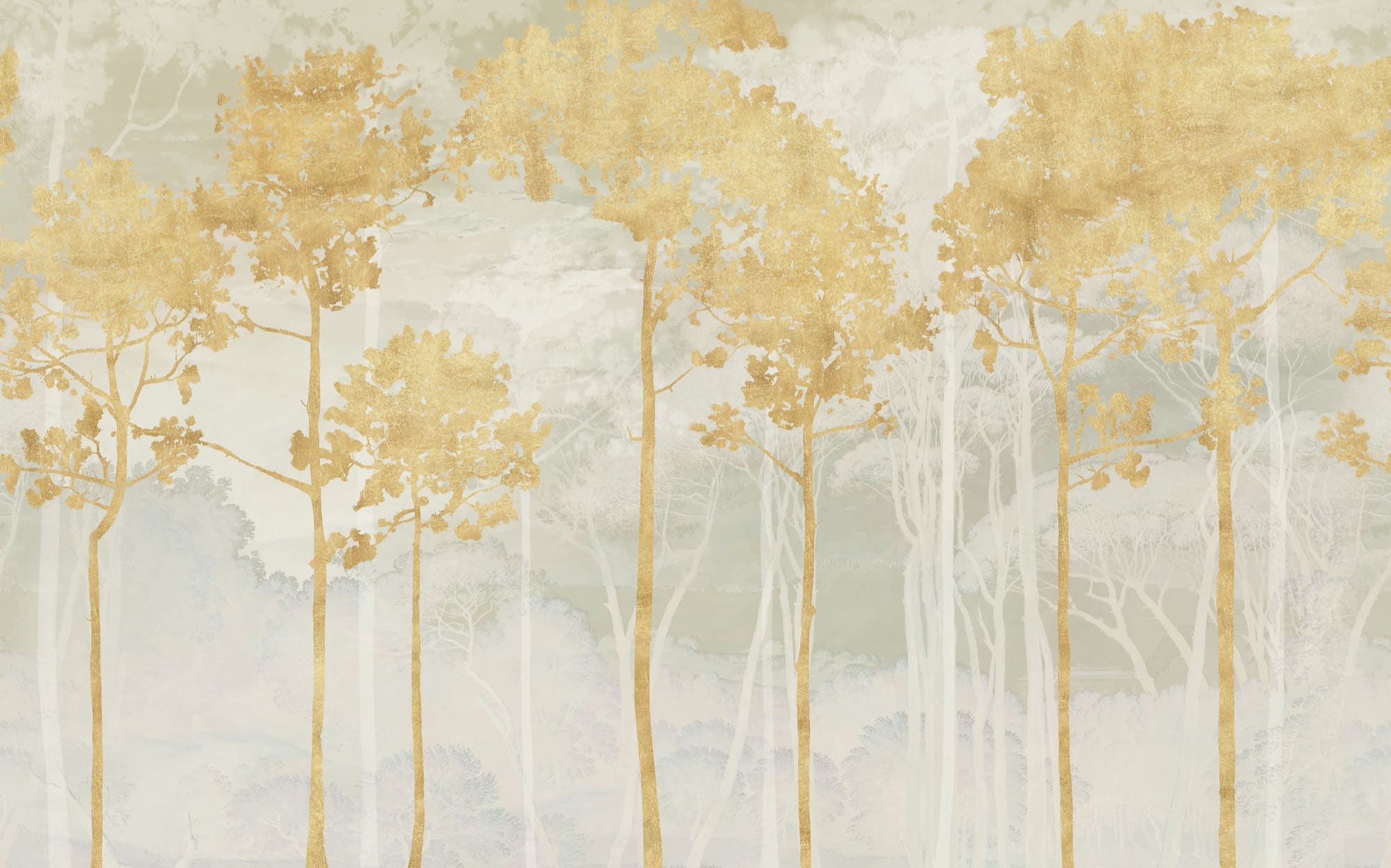 Komar Fototapete »Vlies Fototapete - Golden Pines - Größe 400 x 250 cm« Motiv | bedruckt glatt