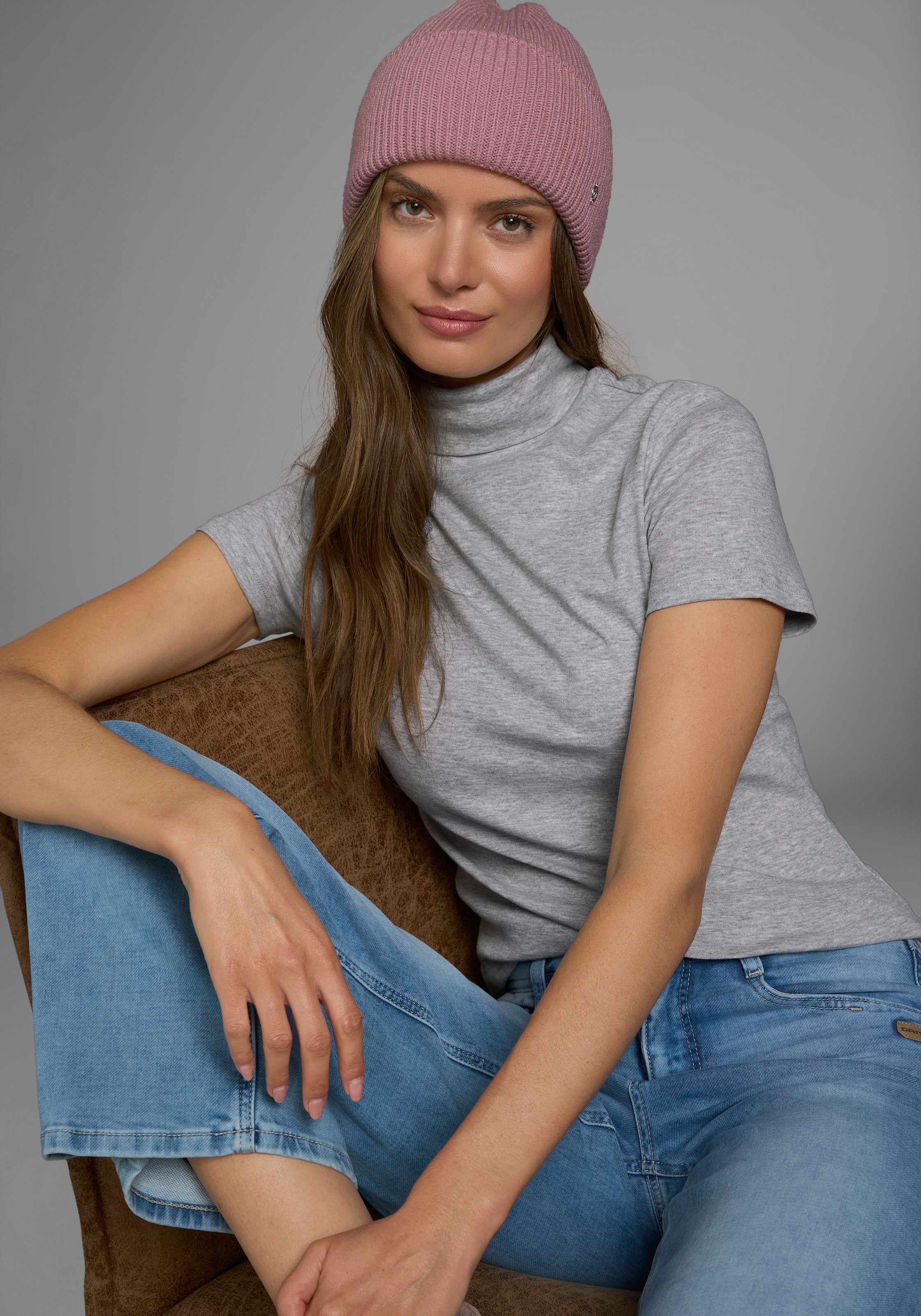 Flashlights Rollkragenshirt figurbetont,  Basic-Stil,  Rollkragen,  aus 100% Baumwolle,  elastisch