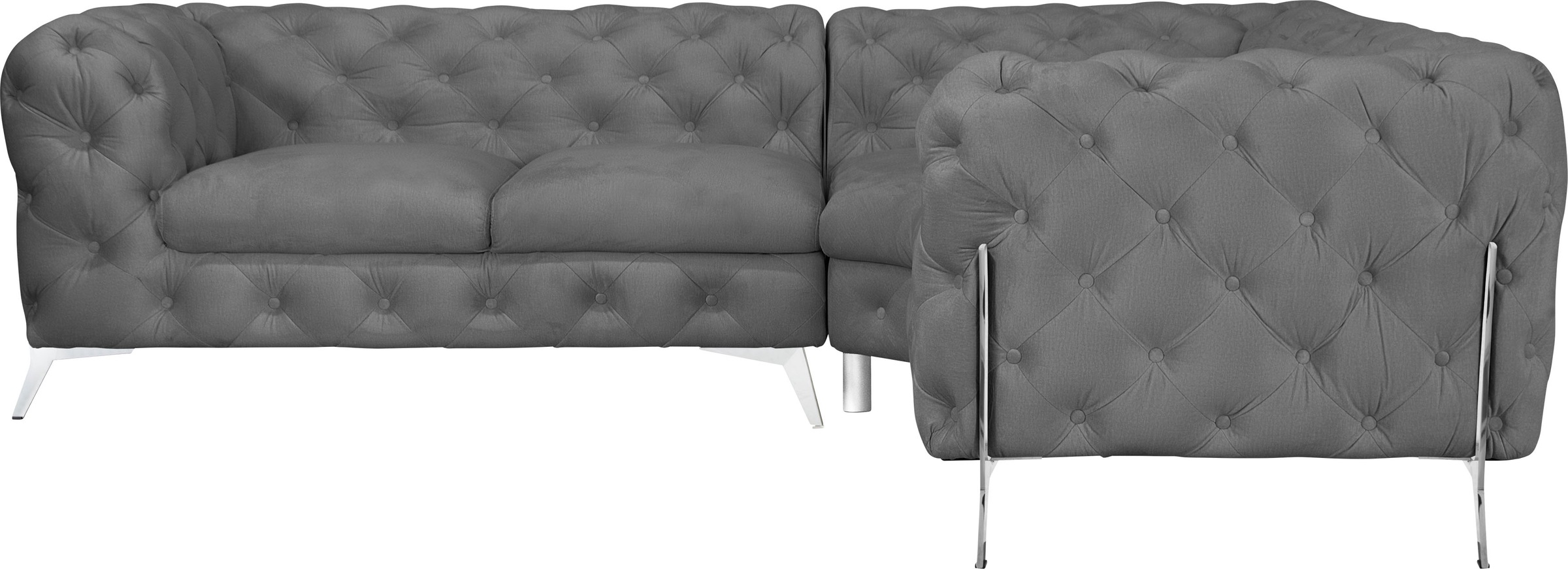 Leonique Chesterfield-Sofa »Amaury L-Form«, moderne Chersterfield-Optik, Breite 262 cm, Fußfarbe wählbar
