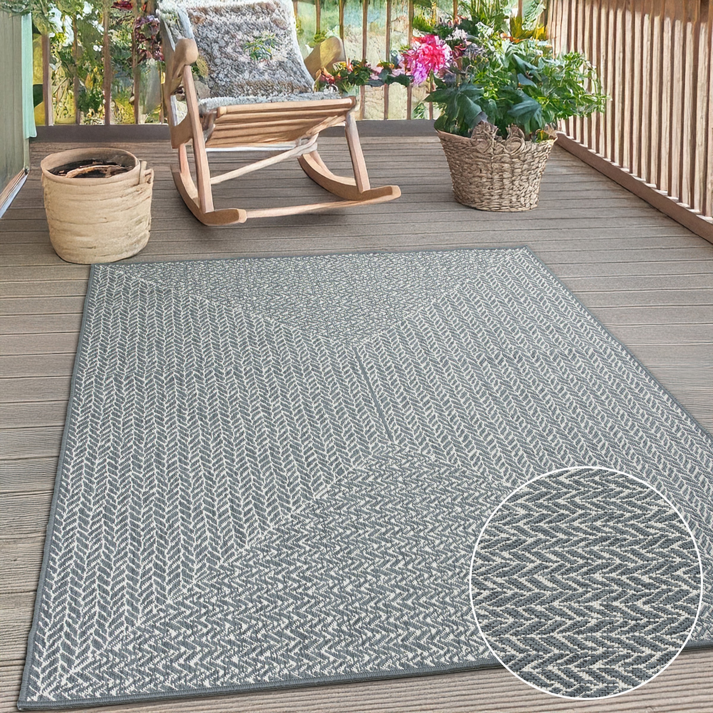 OTTO home Teppich »Matts Wende-Teppich in Strick-Optik auch für Balkon und Terrasse«, rechteckig, 5 mm Höhe, In- und Outdoor geeignet, Wetterfest & UV-beständig