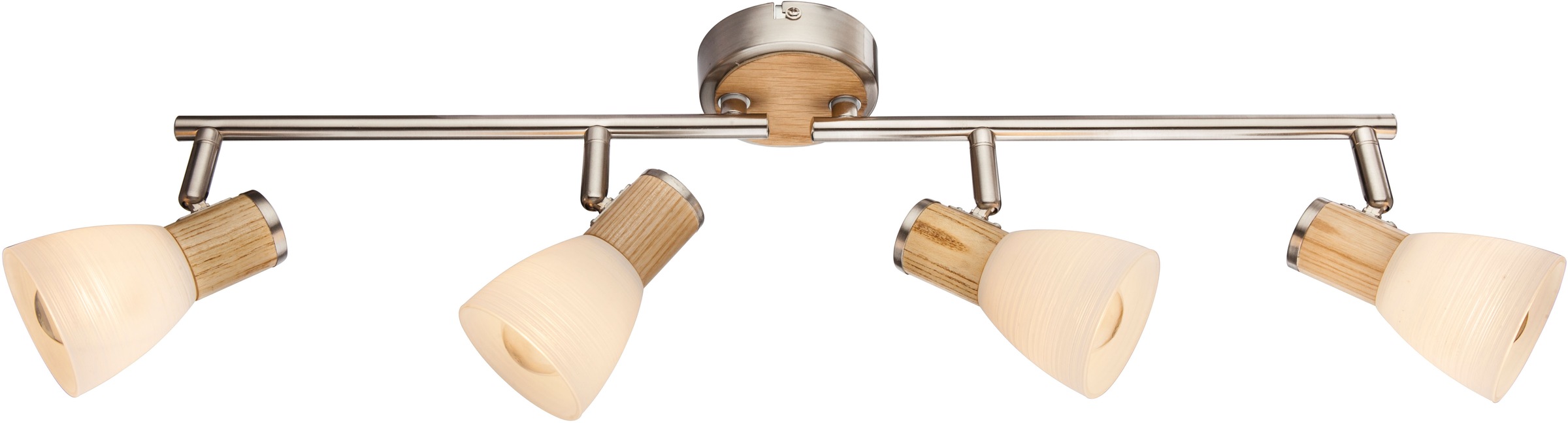 GLOBO LIGHTING Deckenstrahler »GYLFI«, Leuchtmittel E14 | ohne Leuchtmittel, Deckenspot/Nickel/Holz/Glas opal/beweglich/Glas gestreift