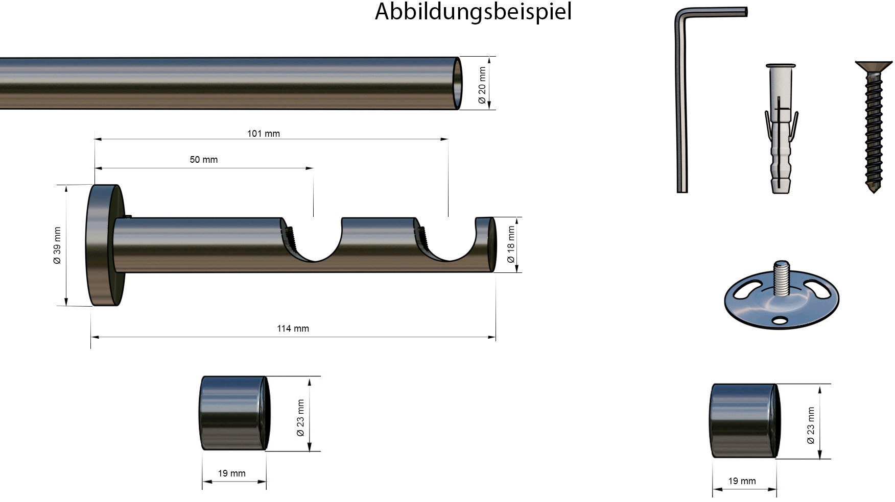 indeko Gardinenstange »Linz«, 2 läufig-läufig, Wunschmaßlänge, Komplett-Set inkl. Montagematerial