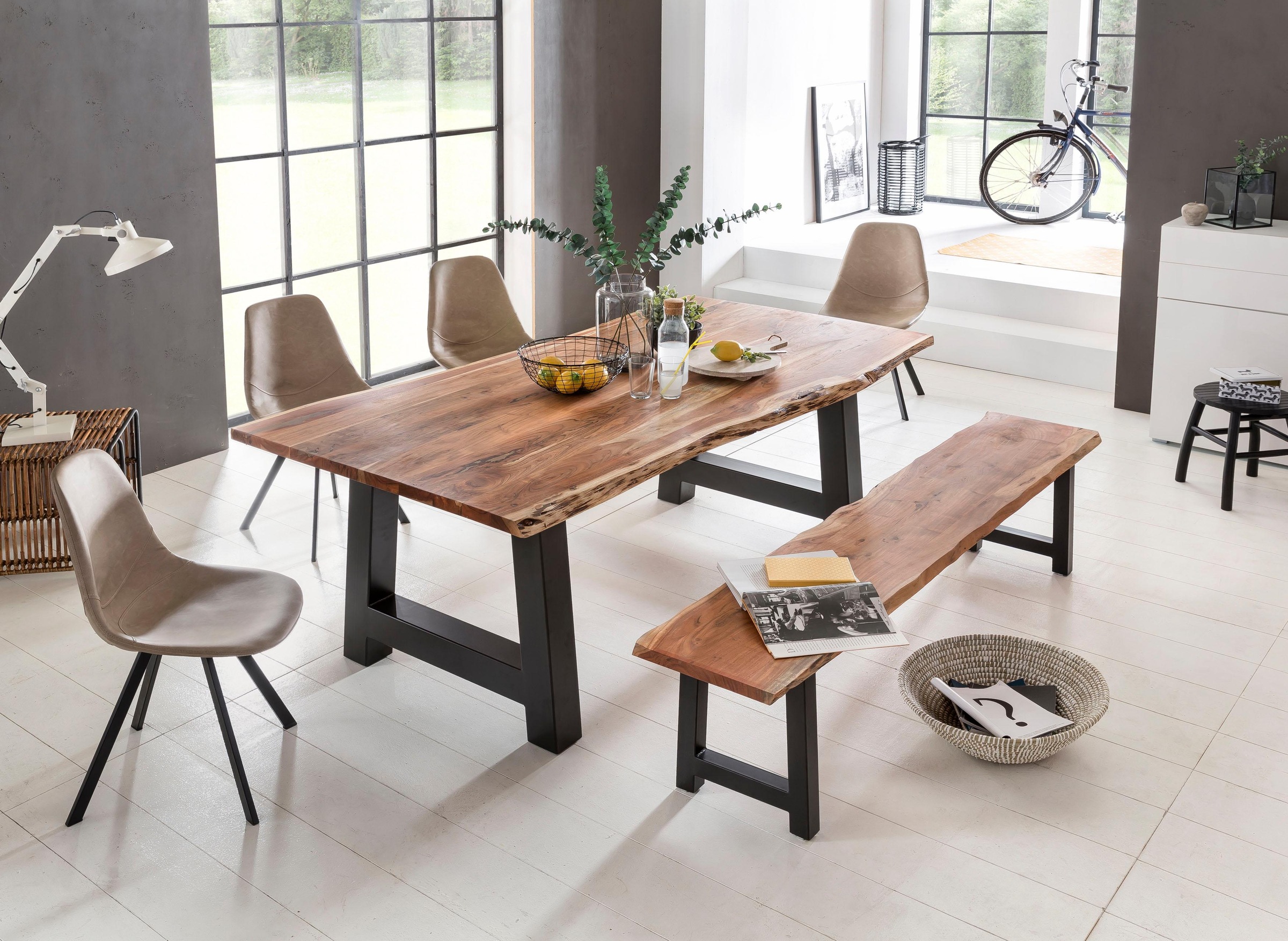 Home affaire Esstisch "Manhattan" mit Metallgestell in A-Form günstig online kaufen