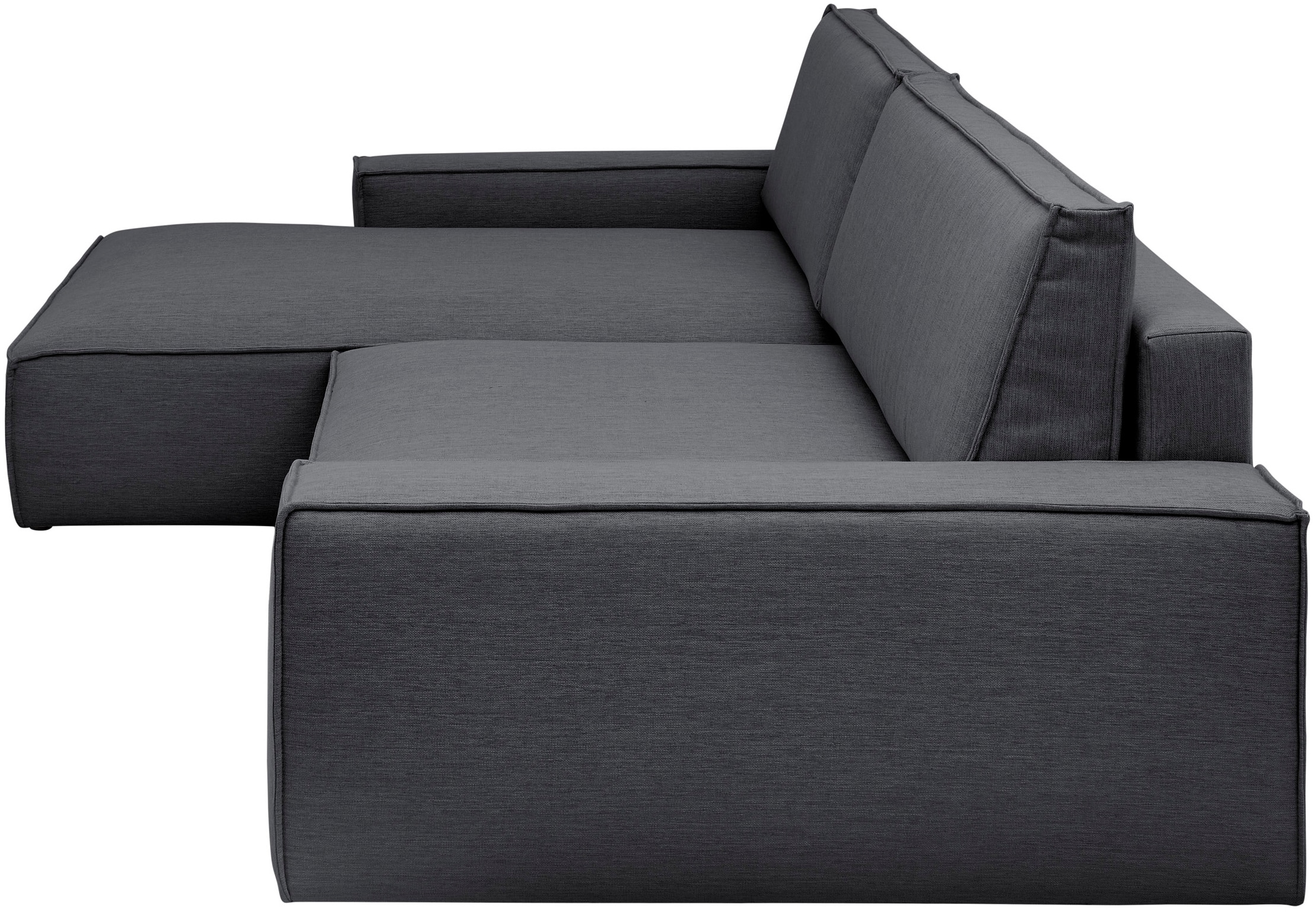 Home affaire Ecksofa »NEU: SHERWOODL XXL 284, Big-Sofa L-Form, tiefe Sitzfläche 95 cm, Cord,«, Leinenoptik, Recamiere rechts/links, auch als Schlafsofa stellbar