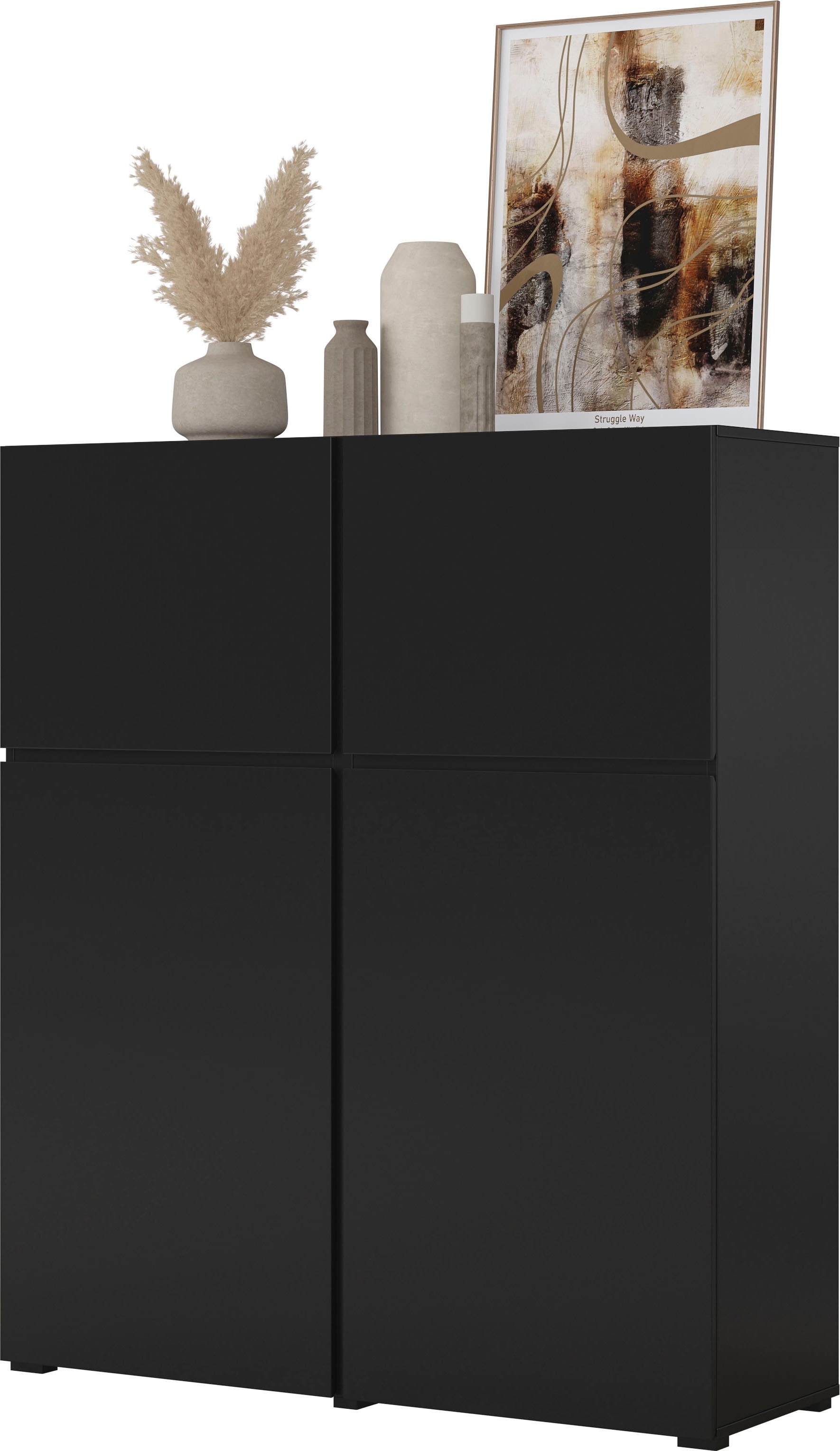 OTTO home Highboard »Cross, moderne grifflose Hochkommode mit 4 Türen,Türkommode« Hochschrank, Höhe 139 cm mit viel Stauraum, Einlegeböden verstellbar