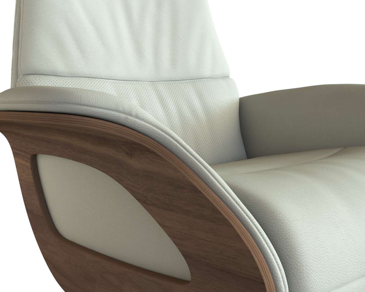 FLEXLUX Relaxsessel »Clement elektrischer Funktionsessel«, Größe M, Rücken & Fußteil elektrisch, Akku, Arml. Walnuss, Fuß Alu