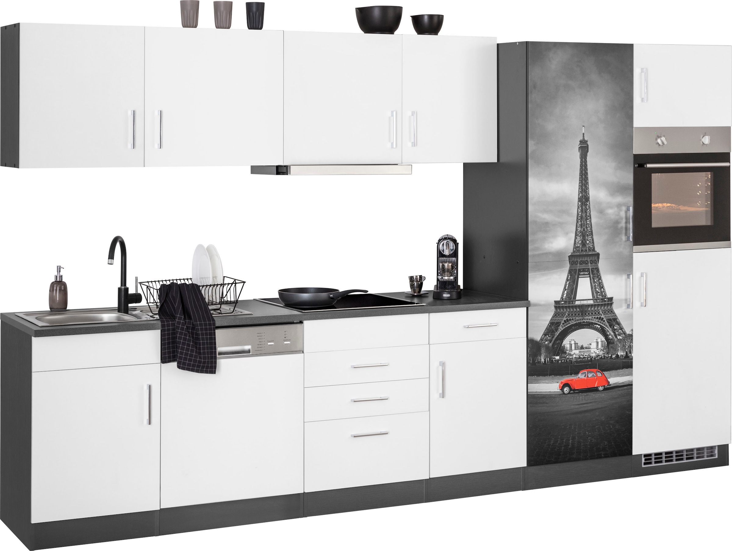 KOCHSTATION Küchenzeile »KS-Paris«, mit E-Geräten, Breite 340 cm, wahlweise mit Induktionskochfeld