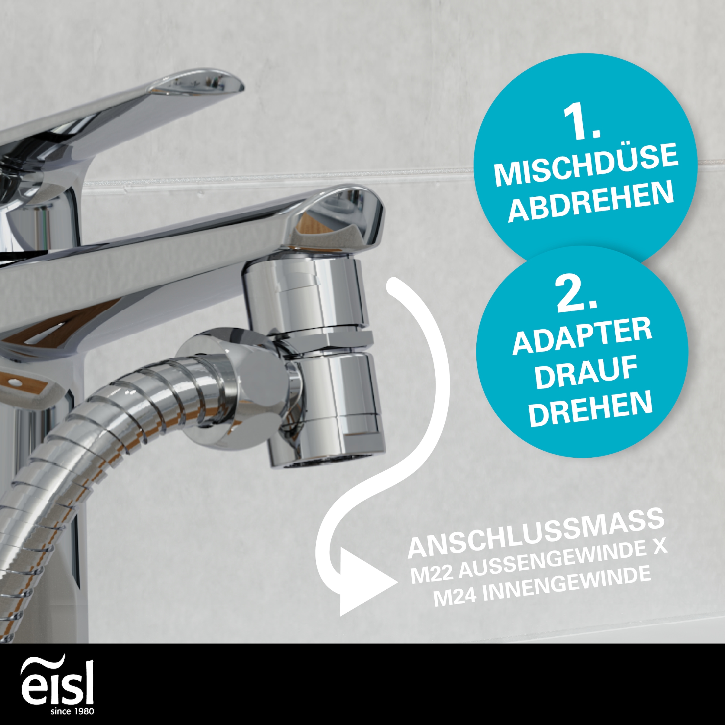 Eisl Brausegarnitur Kunststoff-Brauseschlauch mit Handbrausehalter