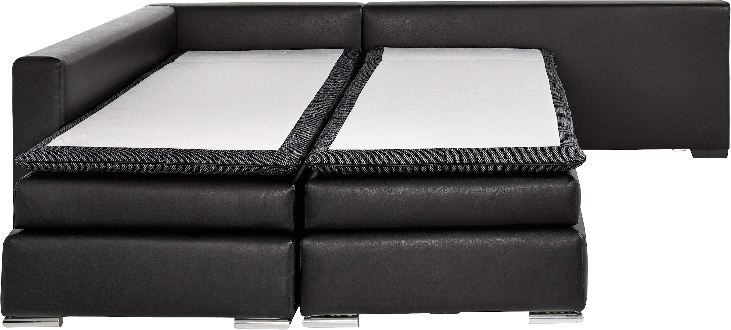 INOSIGN Ecksofa »Boxspringbett Night & Day L-Form mit Dauer-Schlaffunktion o. Armlehnen«, mit Boxspring-Bettfunktion 164x200 cm und Bettkasten, Dauerschläfer!
