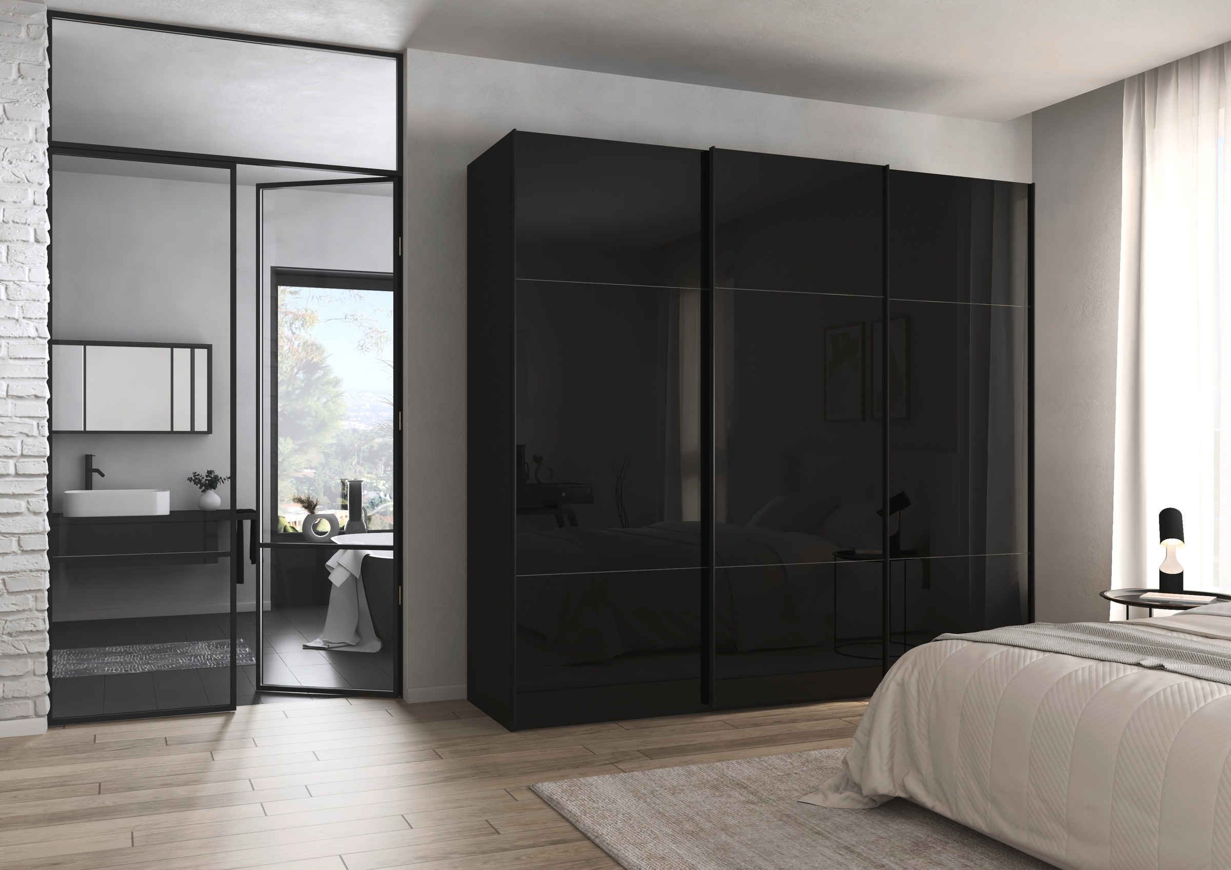 rauch Schwebetürenschrank »Kleiderschrank Schrank Garderobe Schlafzimmerschrank CONTIDO«, (in 3 verschiedenen Ausstattungen BASIC/CLASSIC/PREMIUM), aus hochwertigem Material in 6 Breiten 2 Griff-Farben MADE IN GERMANY