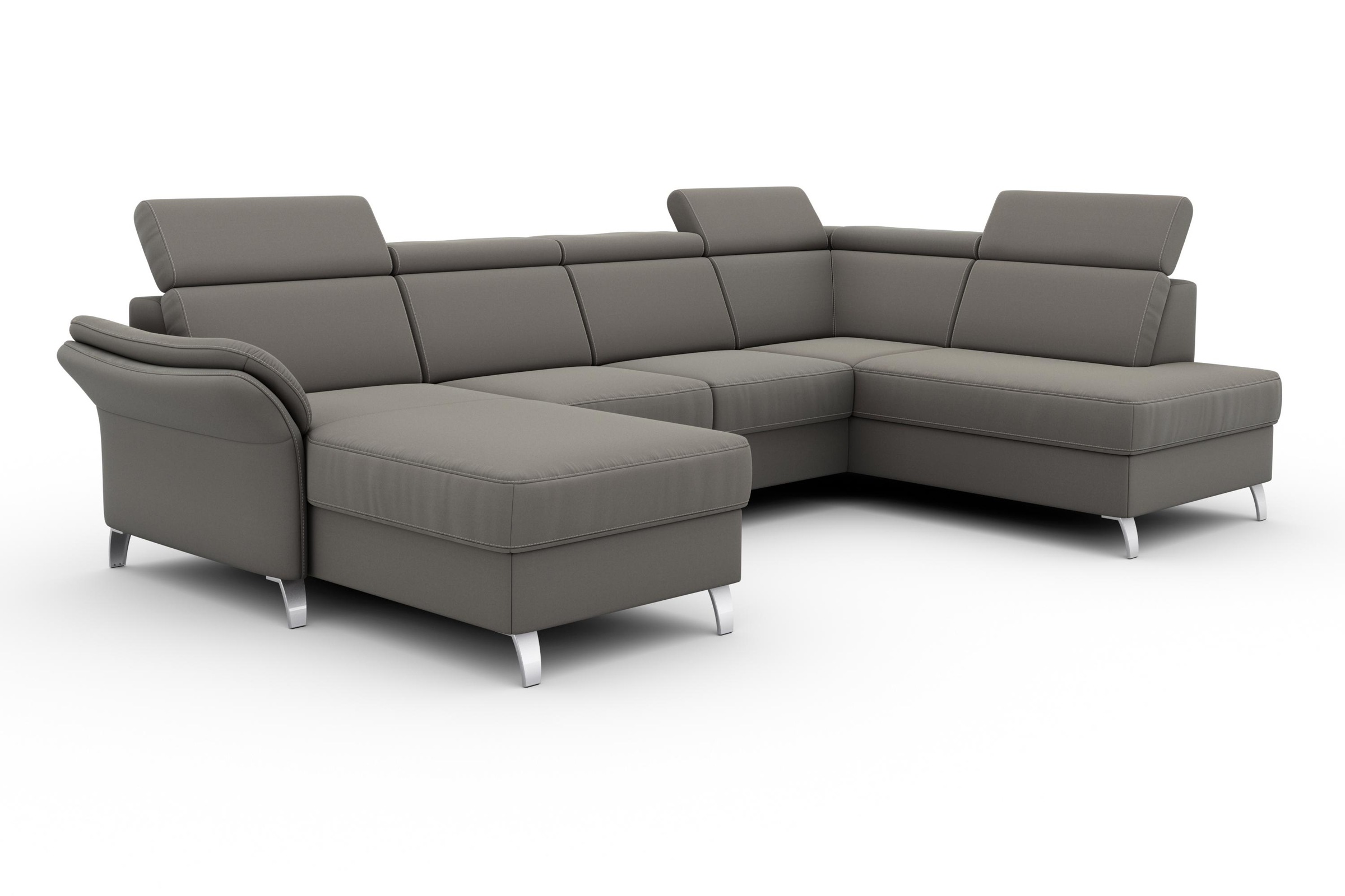 sit&more Wohnlandschaft »Vincenzo U-Form«, inklusive Kopfteilverstellung, wahlweise mit Bettfunktion, Bettkasten