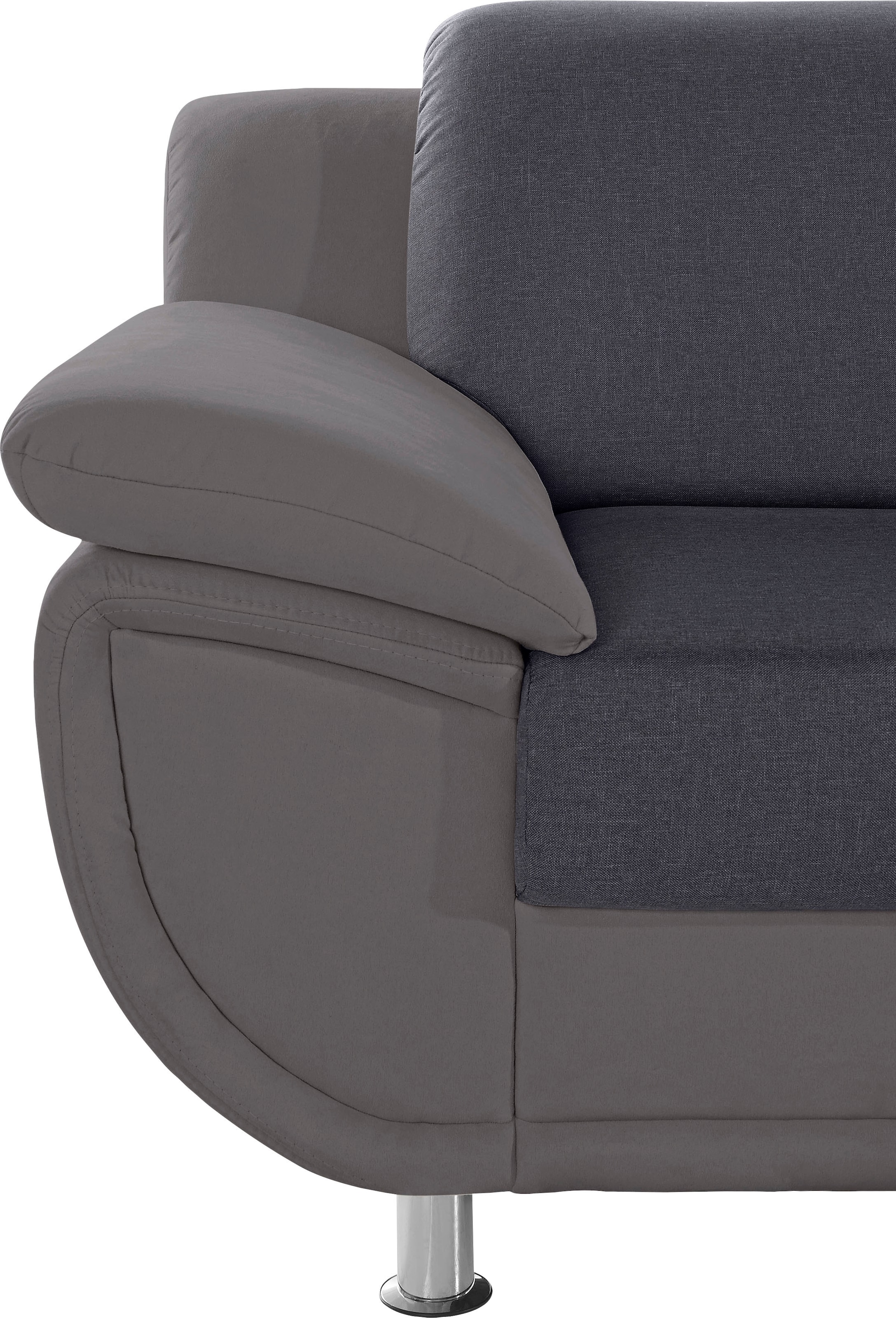 TRENDMANUFAKTUR 3-Sitzer »Rondo 3, zeitlos und modern, bequem, Materialmix, Breite 207cm« wahlweise mit Federkern, extrabreite Armlehnen zum Relaxen