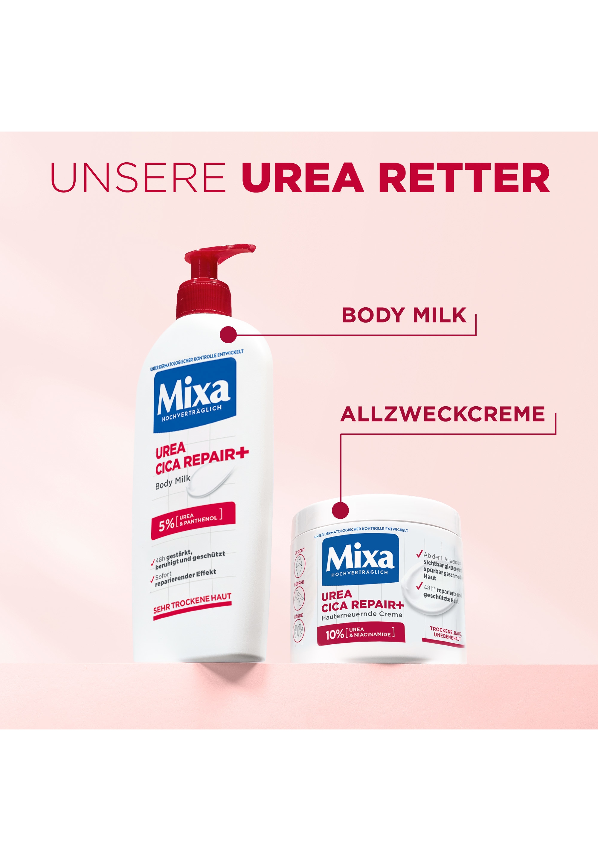 Mixa Körpermilch »MIXA UREA CICA REPAIR + BODY MILK« intensive Pflege von trockener Haut