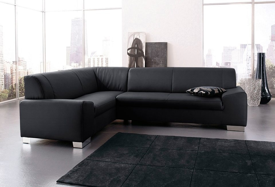 DOMO collection Ecksofa »Alisson, zeitlose Optik, flache Armlehnen, L-Form«, fester Sitzkomfort, wahlweise mit Bettfunktion