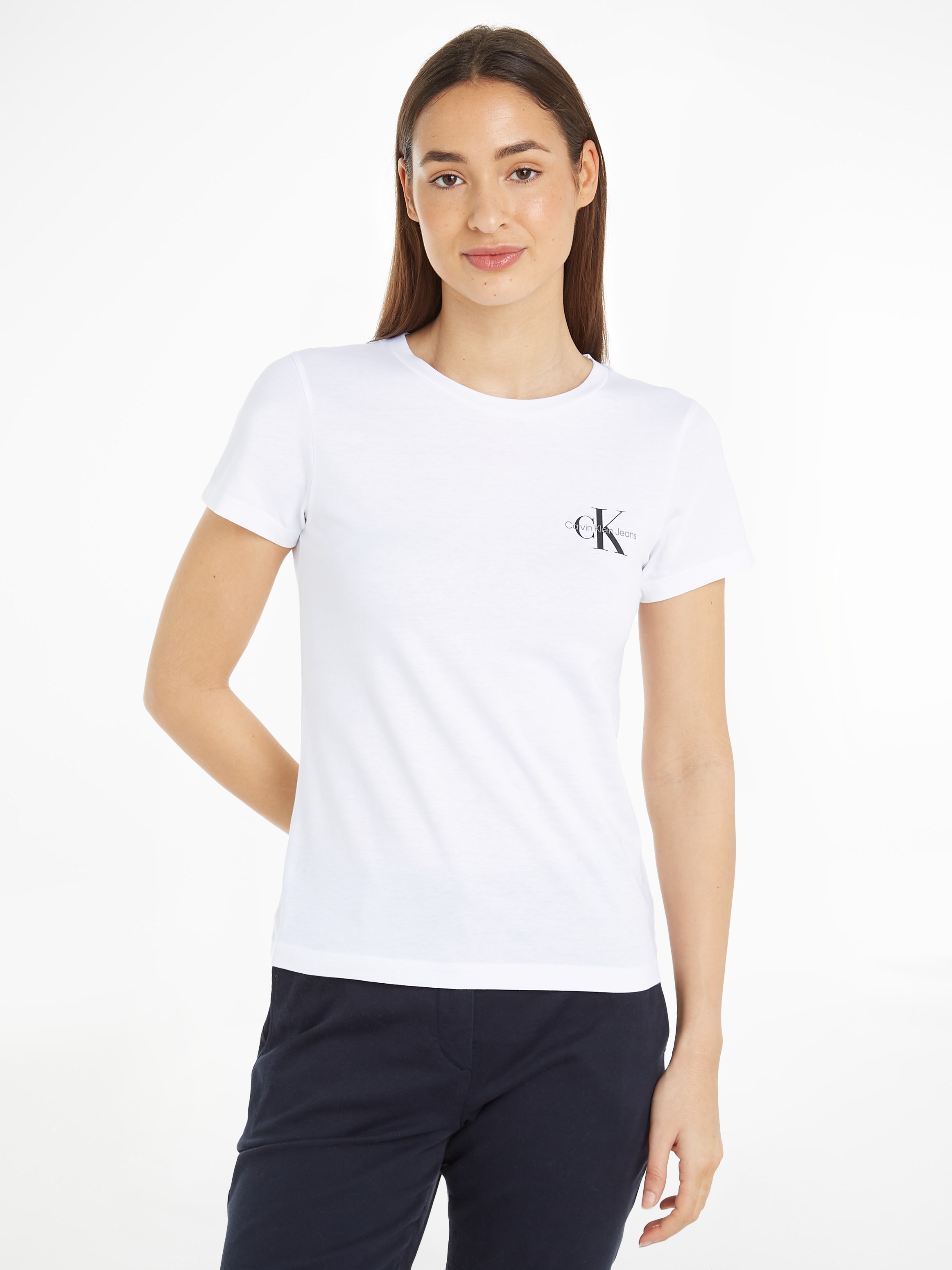 Calvin Klein Jeans Rundhalsshirt »2-PACK MONOLOGO SLIM TEE«, (Packung, 2 tlg., 2er-Pack), mit Calvin Klein Jeans Logoprint auf der Brust