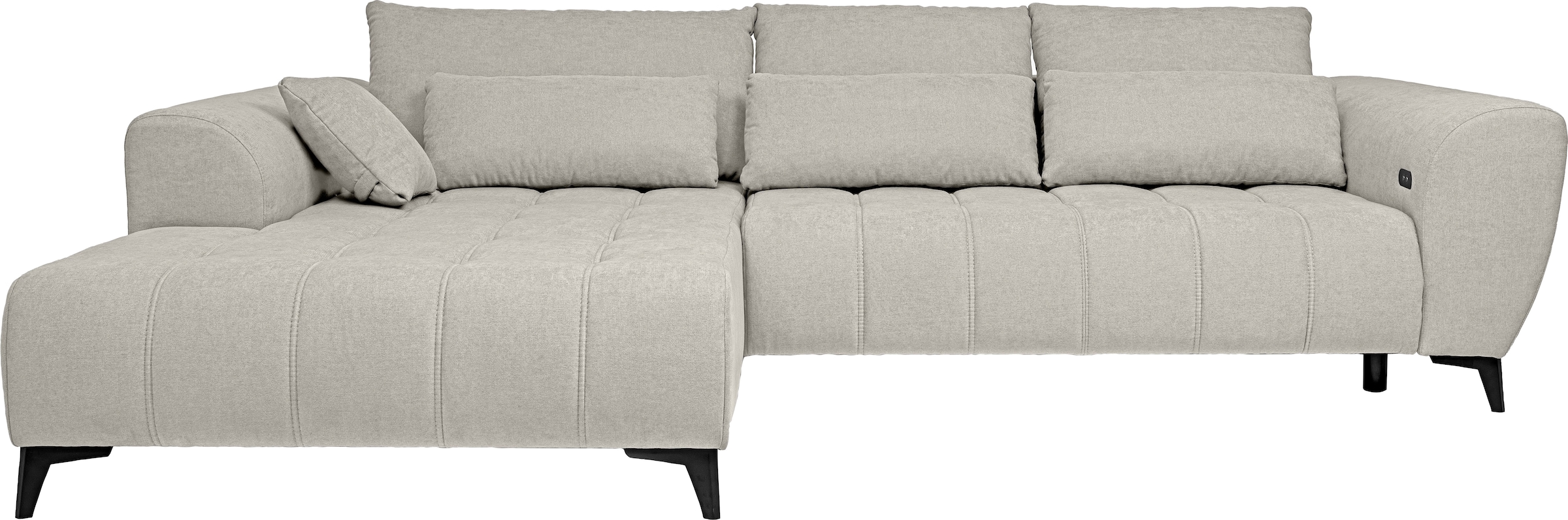 WERK2 Ecksofa »Garay, XXL-Liegefläche: elektrisch ausziehbar auf ca. 228×126 cm« Luxus in Übergröße: XXL-Liegefläche, Komfort-Ottomane & stilvolle Füße