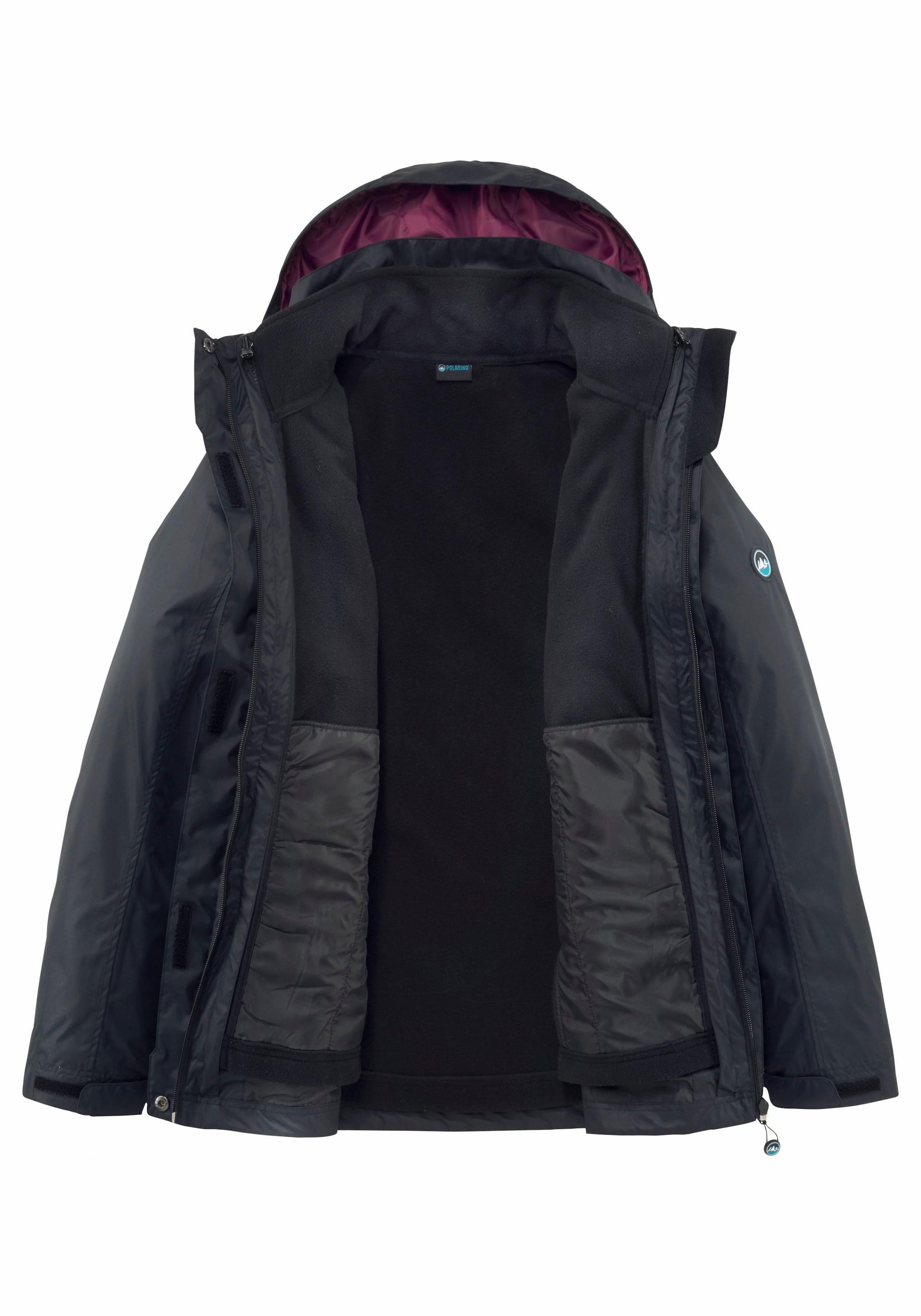 Polarino 3-in-1-Funktionsjacke 2 Stk. tlg. mit Kapuze Außenjacke: 3.000mm Wassersäule, wind- & wasserdicht, atmungsaktiv