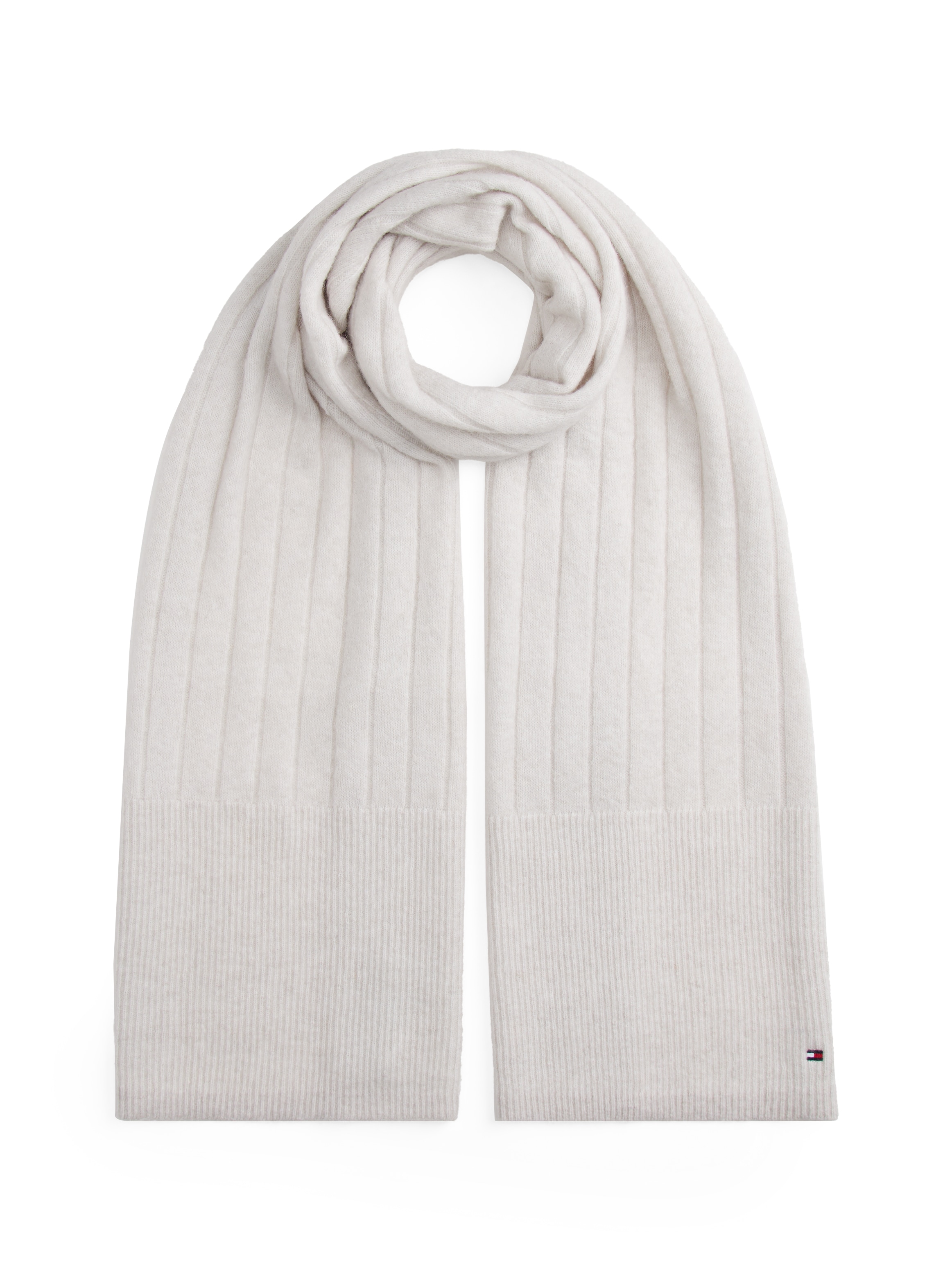 TOMMY HILFIGER Schal »TH FLAG FLUFFY« Maße 190X35 cm, mit Wolle Grey Whisper