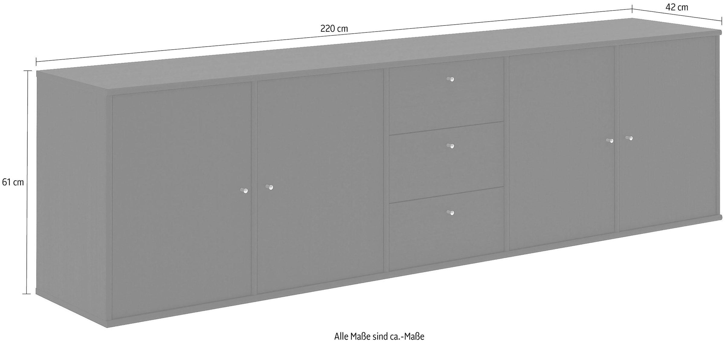 Hammel Furniture Sideboard »Mistral, Hochwertig Schrank, hängend/stehend montierbar«, mit Türen und Schubladen, B: 220 cm, anpassungsbar Designmöbel