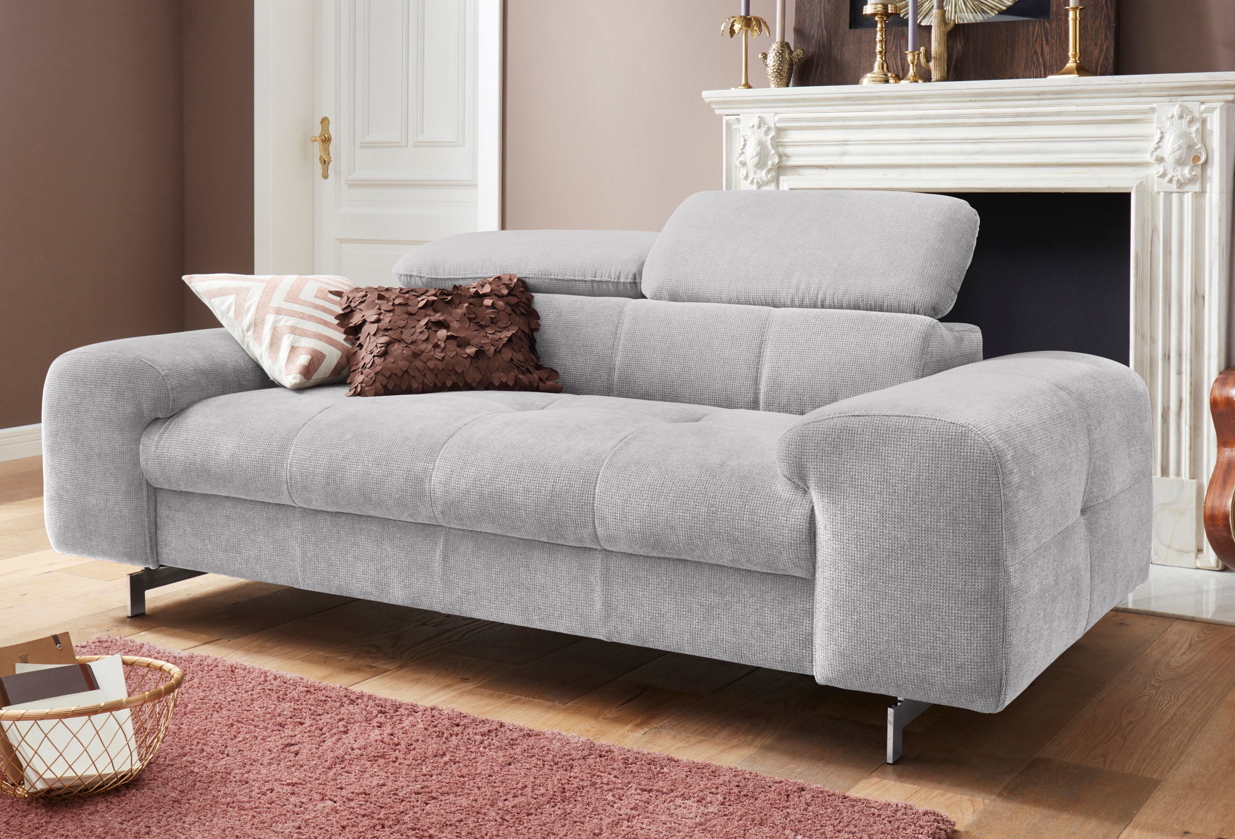 COTTA Polstergarnitur »Chef« Set,  Set bestehend aus: 2-Sitzer mit Kopfteilverstellung & Hocker