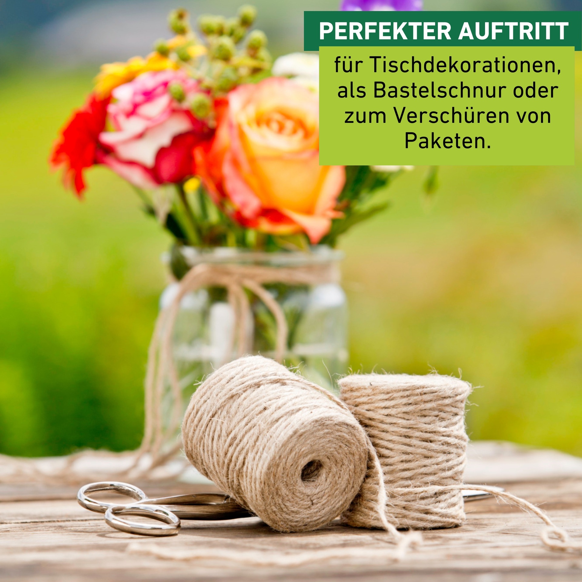Windhager Pflanzschnur »Jute-Schnur, Garn zur Befestigen von Pflanzen« 1 Stk. tlg. Vliesen und Matten, erhältlich in 1,5 mm x 170 m oder 4 mm x 50 m