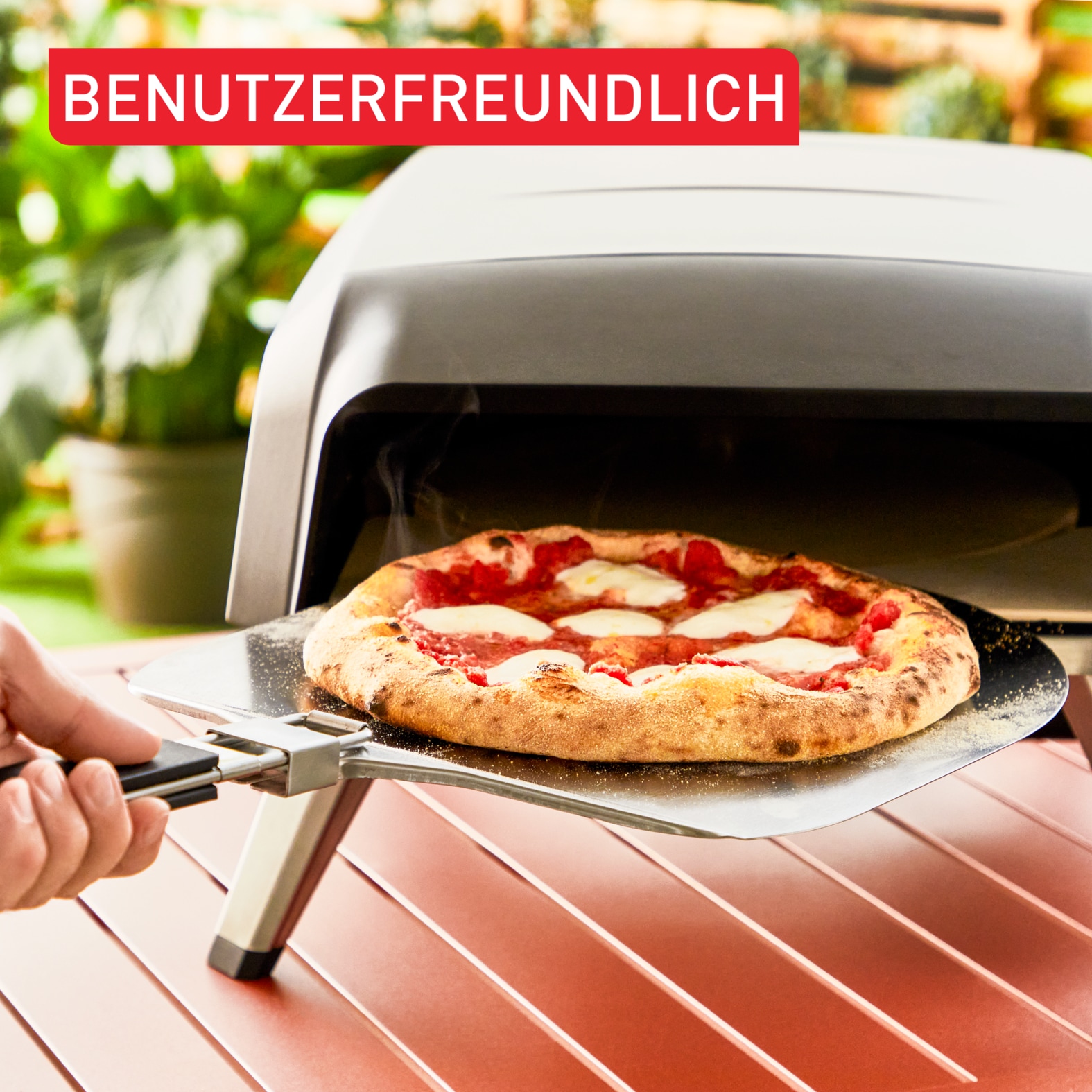 Tefal Pizzaofen »Pizza Pronto, kompakter Gaspizzaofen für Zuhause, schnelles Vorheizen«, 360° drehender Pizzastein, bis zu 400 °C, inkl. Pizzaschaufel, JM4130