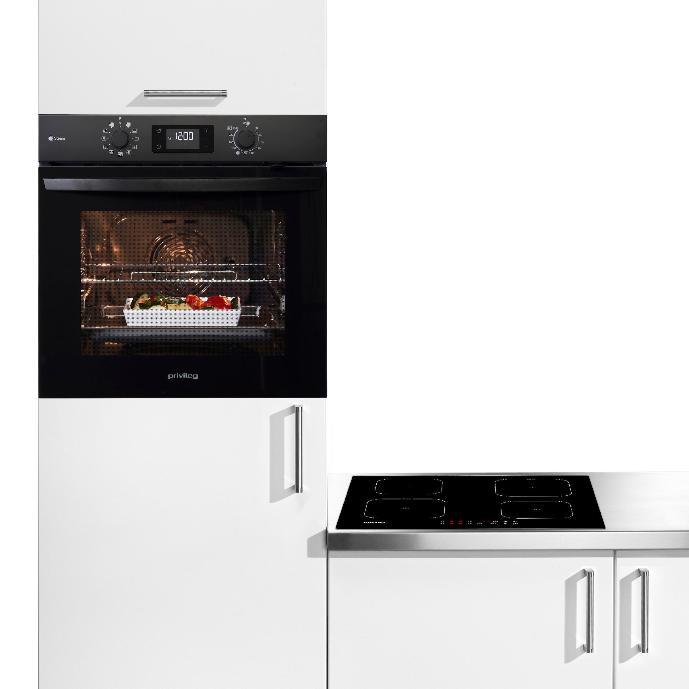 Privileg Backofen-Set »BAKO Turn&Go Steam 620« mit Teilauszug Hydrolyse Set, 2 Stk. tlg. Hydrolyse - schnelle und mühelose Reinigung mit der Kraft des Dampfes