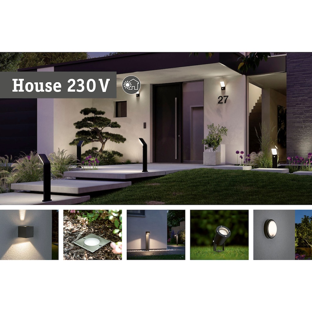 Paulmann LED Gartenstrahler »Outdoor 230V Garden Spotlight IP65 GU10 3,5W 230V Schwarz Aluminium«, 1 flammig-flammig