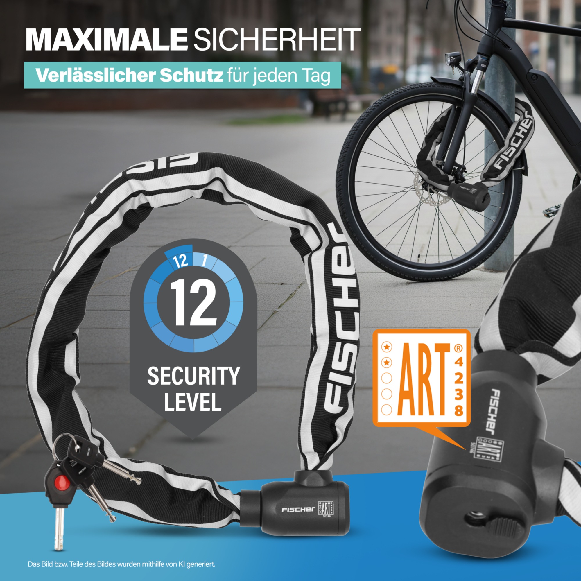 FISCHER Fahrrad Kettenschloss »PROTEC PLUS+ CK100«