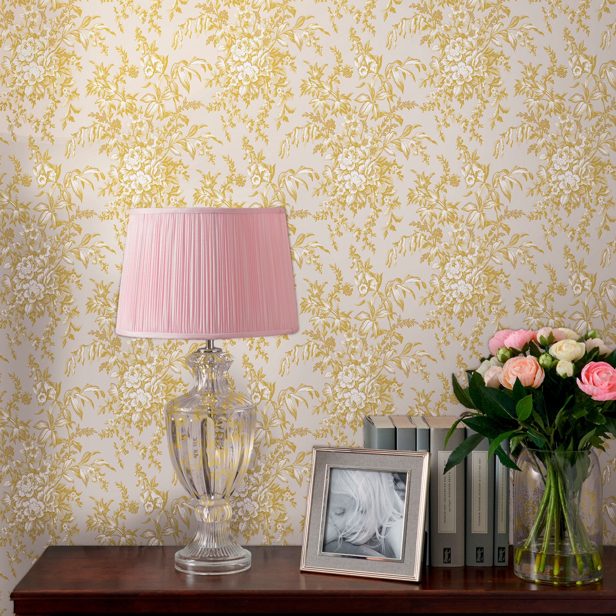 LAURA ASHLEY Vliestapete »Laura Ashley Picardie Pale Gold Vliestapete«, geblümt, Laura Ashley Picardie Pale Gold Vliestapete