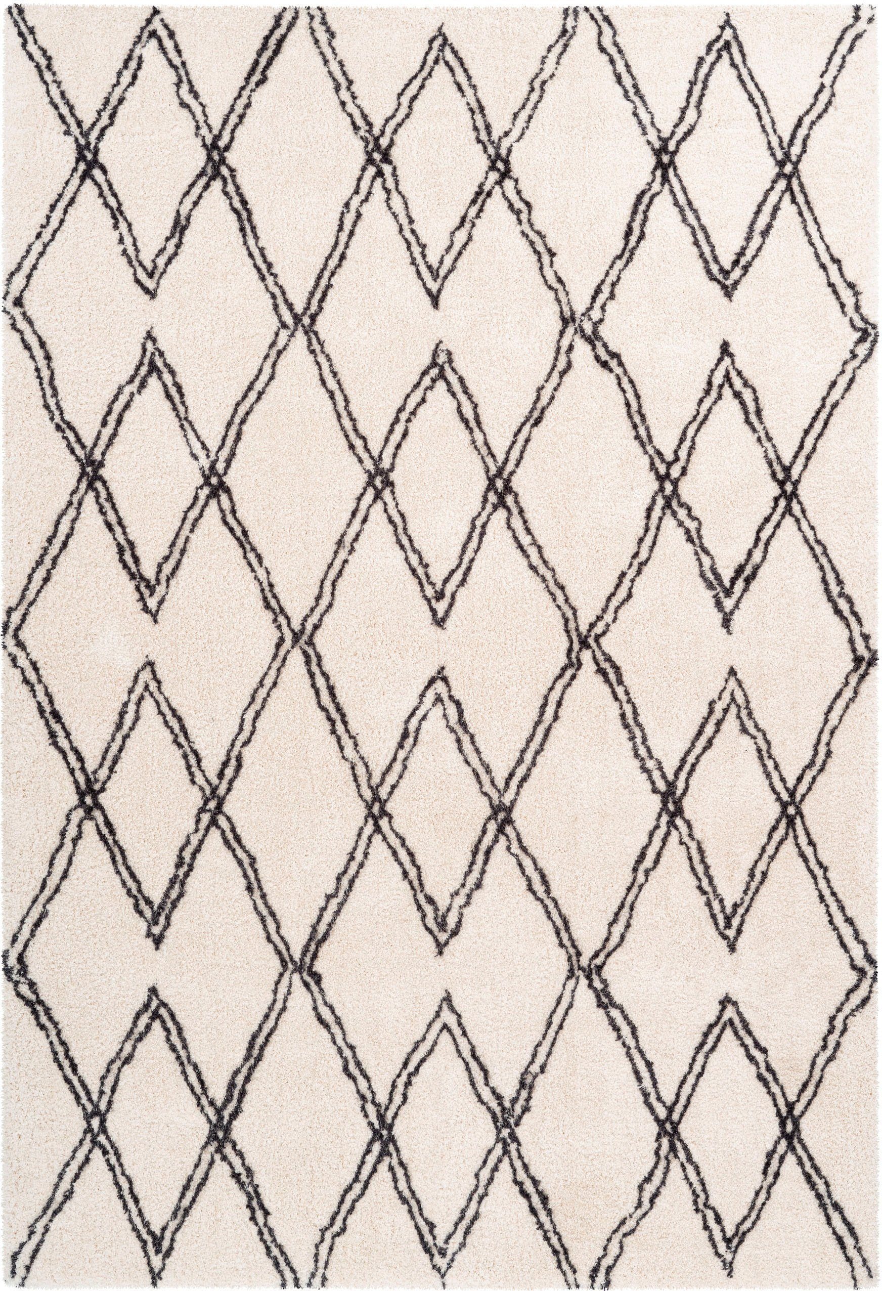 my home Hochflor-Teppich »Leasly«, rechteckig, 27 mm Höhe, retro, Teppich im Rauten-Muster, weich
